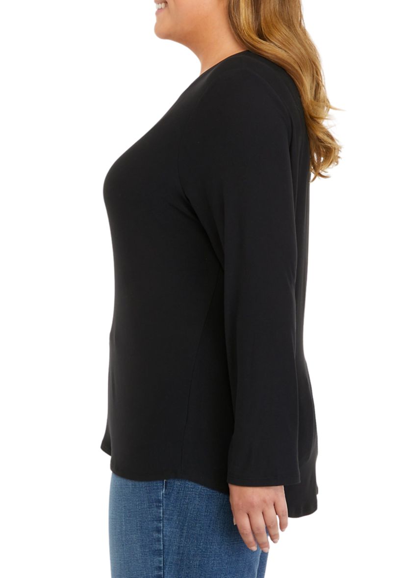 Plus Size Long Sleeve Peached T-Shirt 