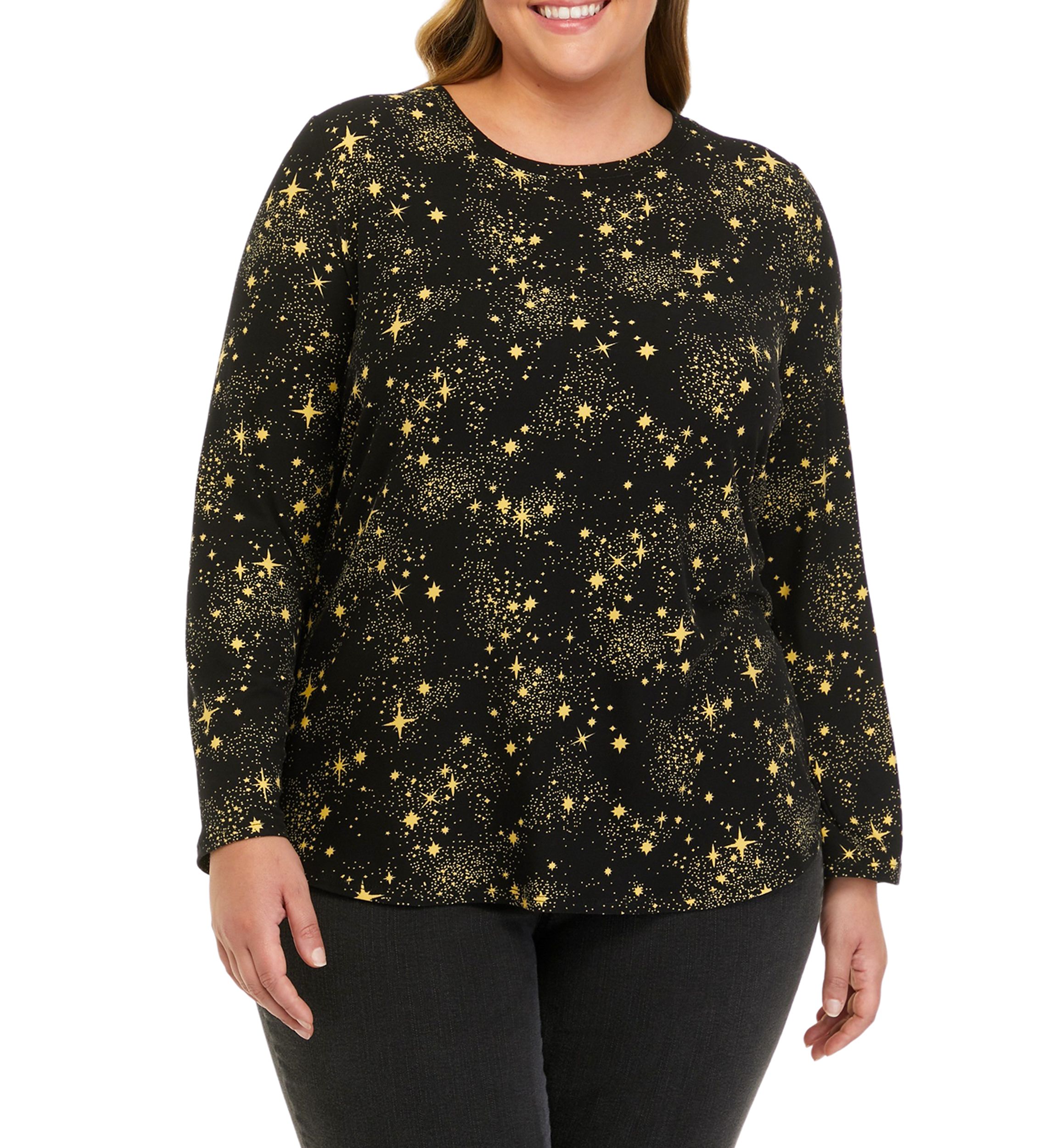 Plus Size Long Sleeve Peached T-Shirt 