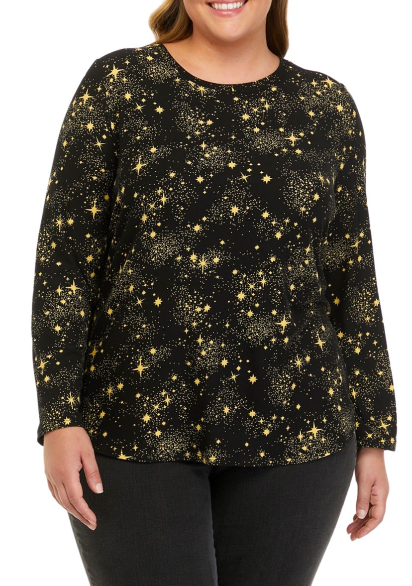Plus Size Long Sleeve Peached T-Shirt 