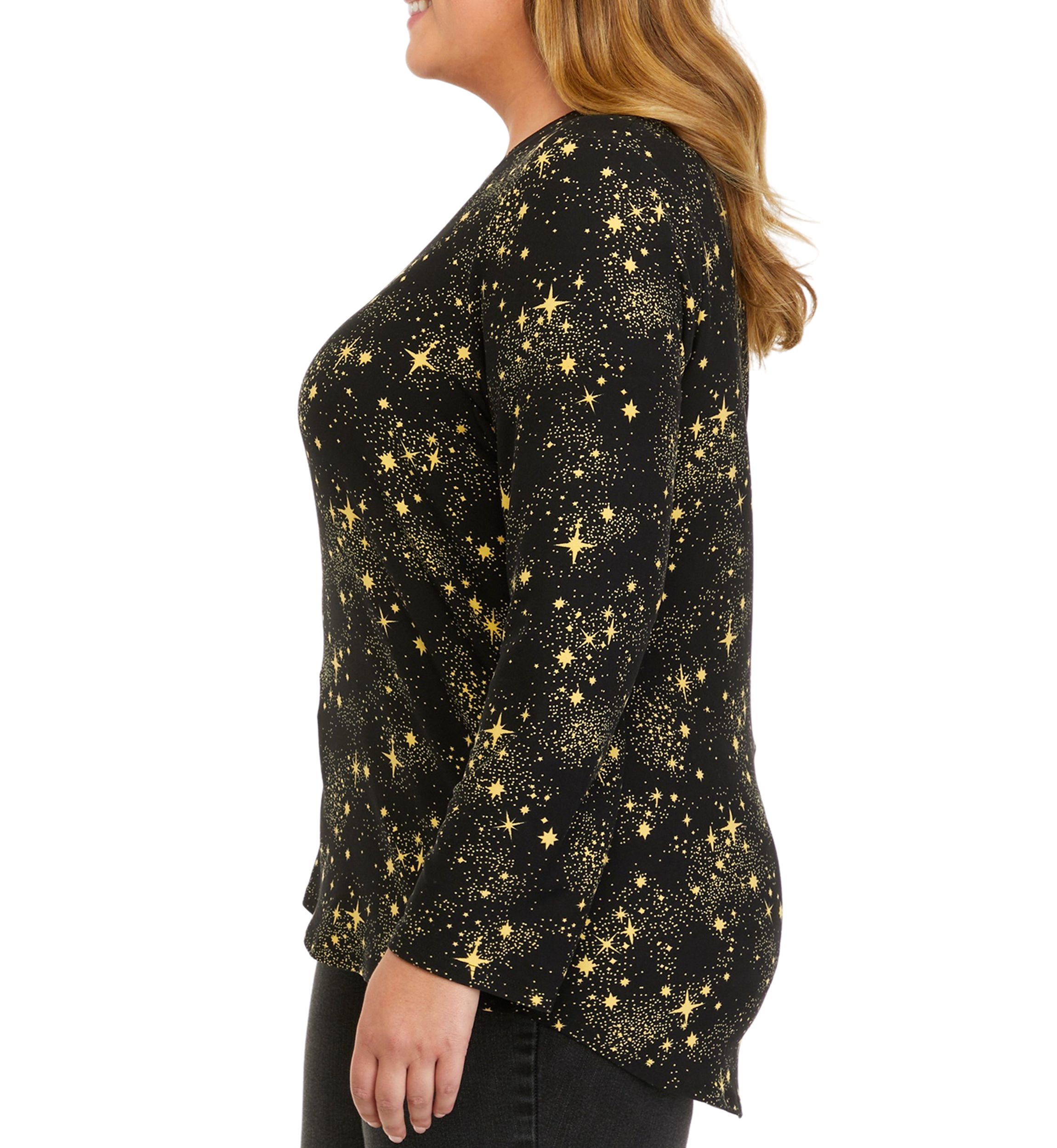 Plus Size Long Sleeve Peached T-Shirt 