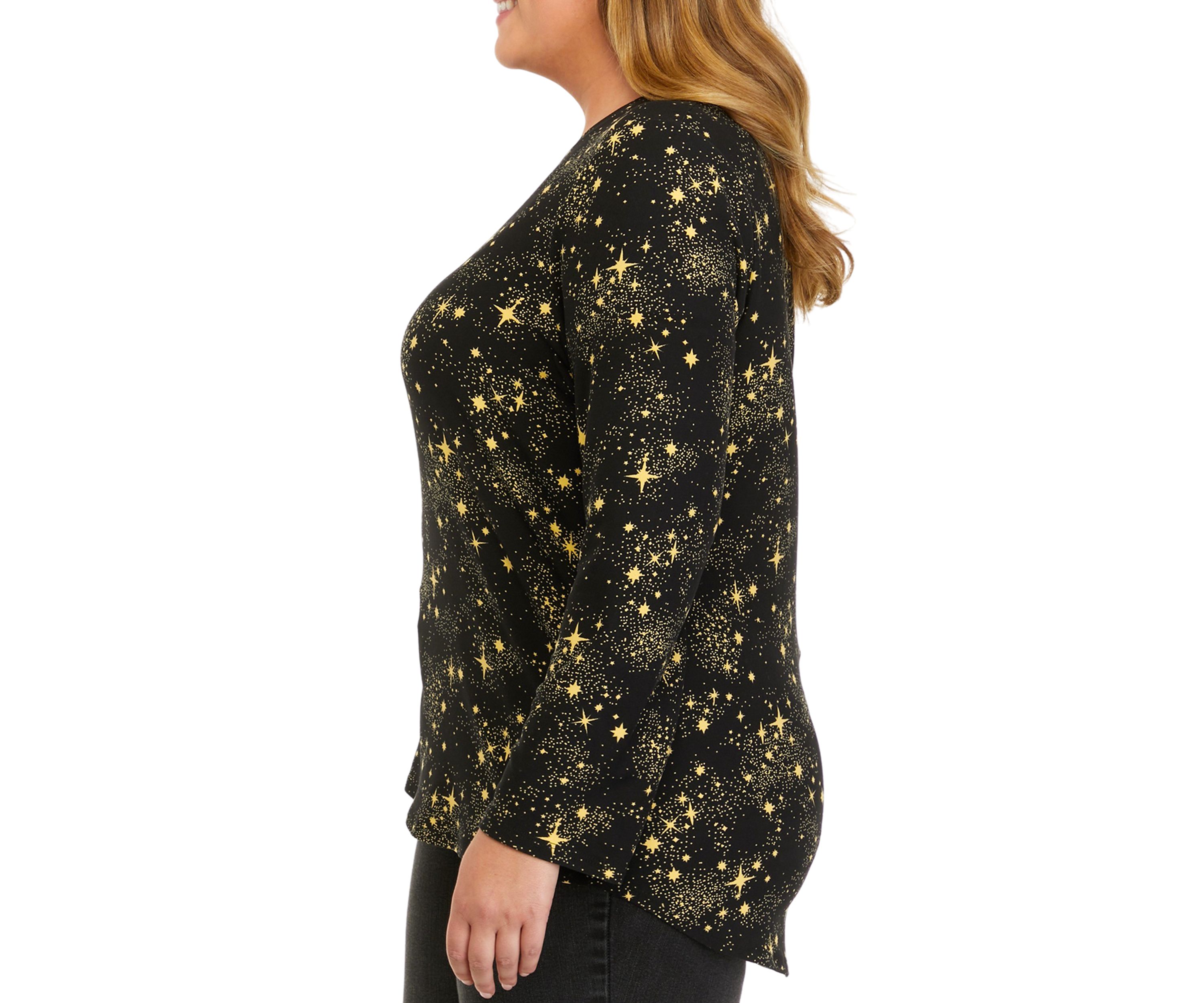 Plus Size Long Sleeve Peached T-Shirt 