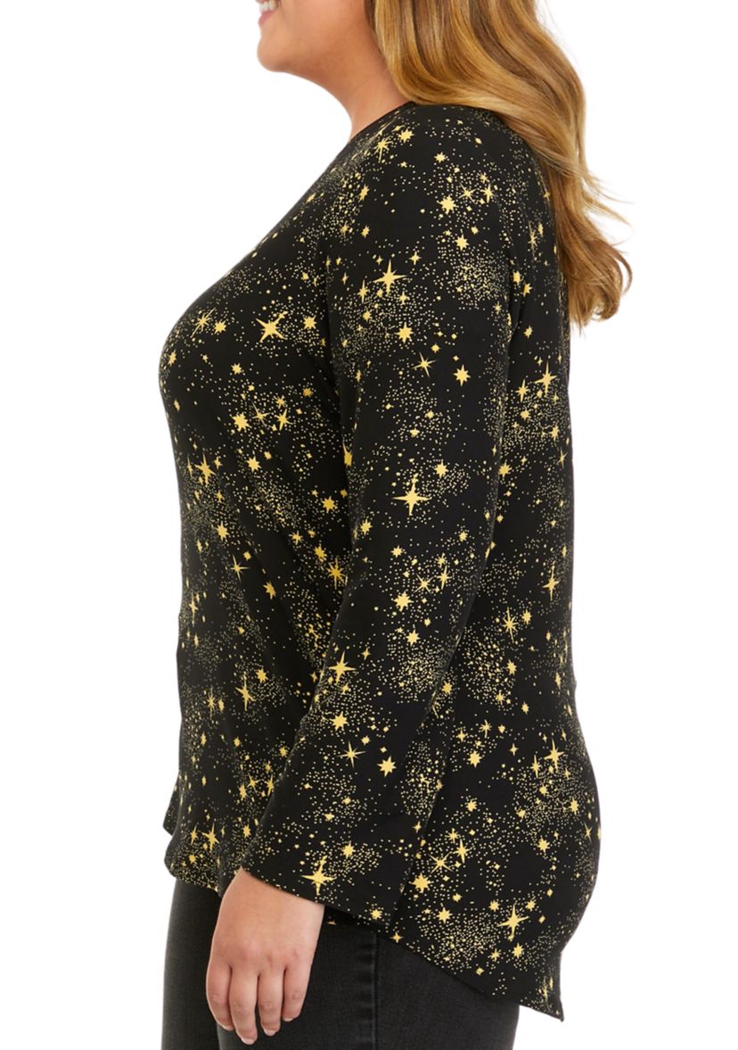 Plus Size Long Sleeve Peached T-Shirt 