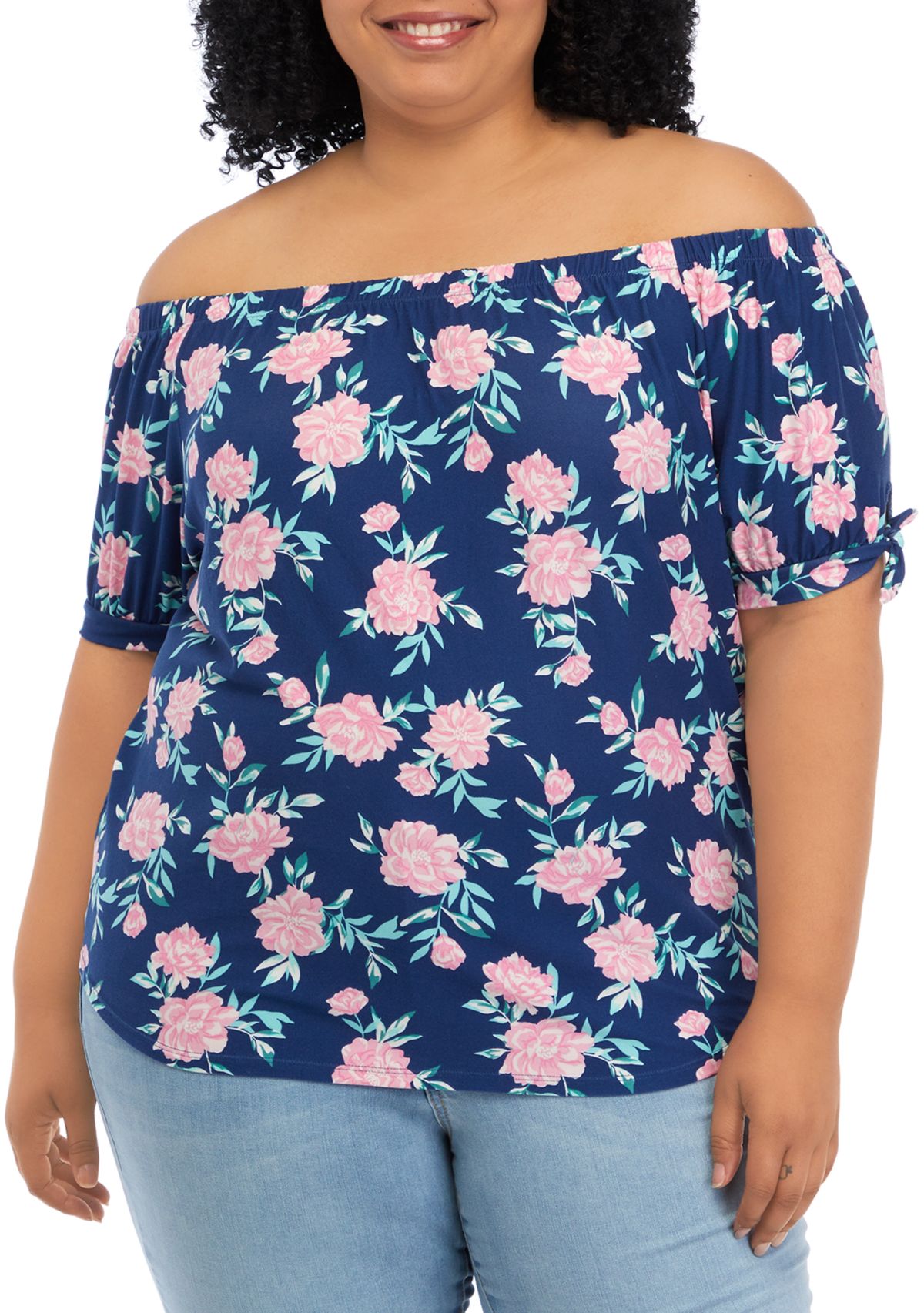 Plus Size Short Sleeve Off the Shoulder Top