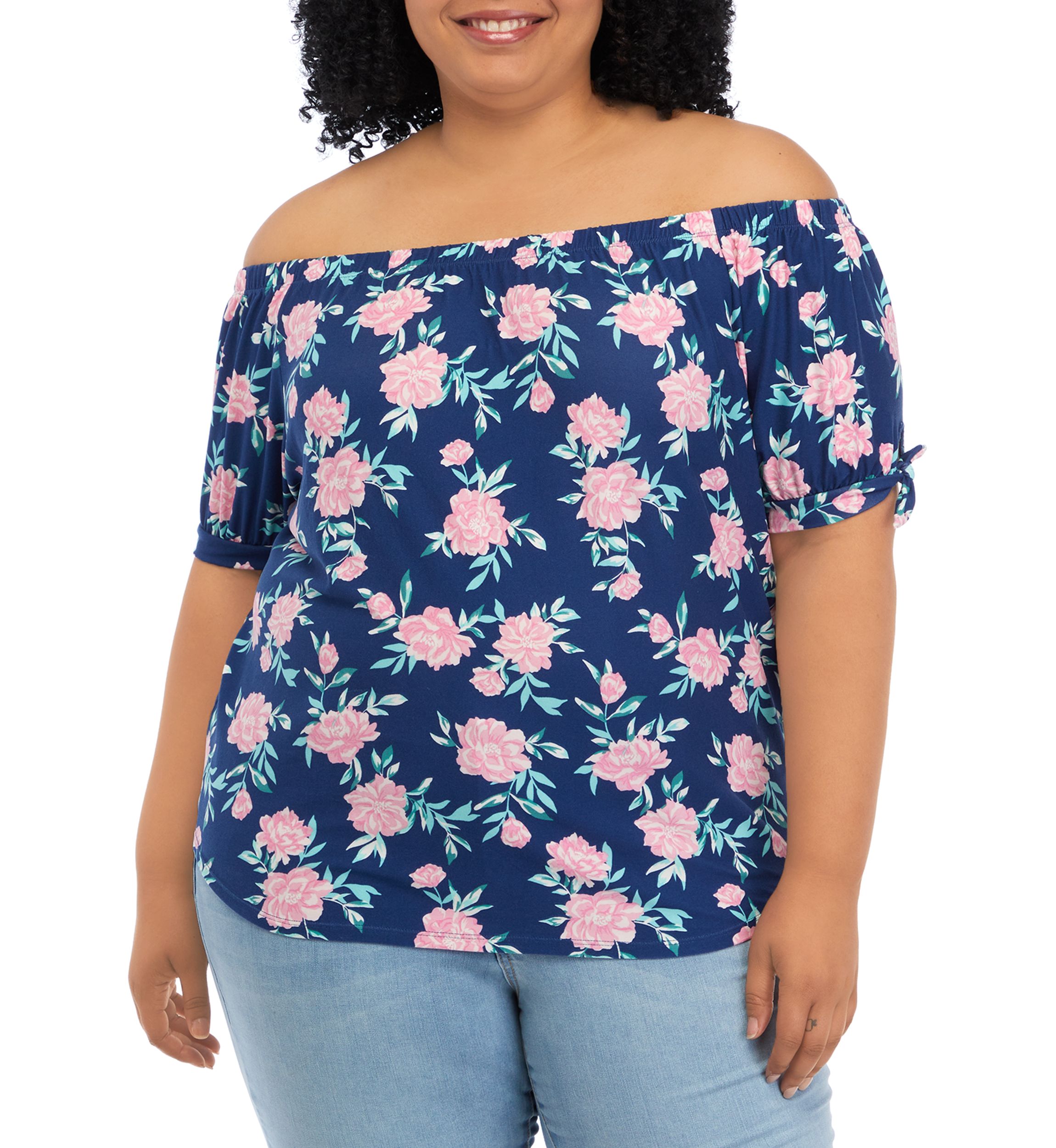 Plus Size Short Sleeve Off the Shoulder Top