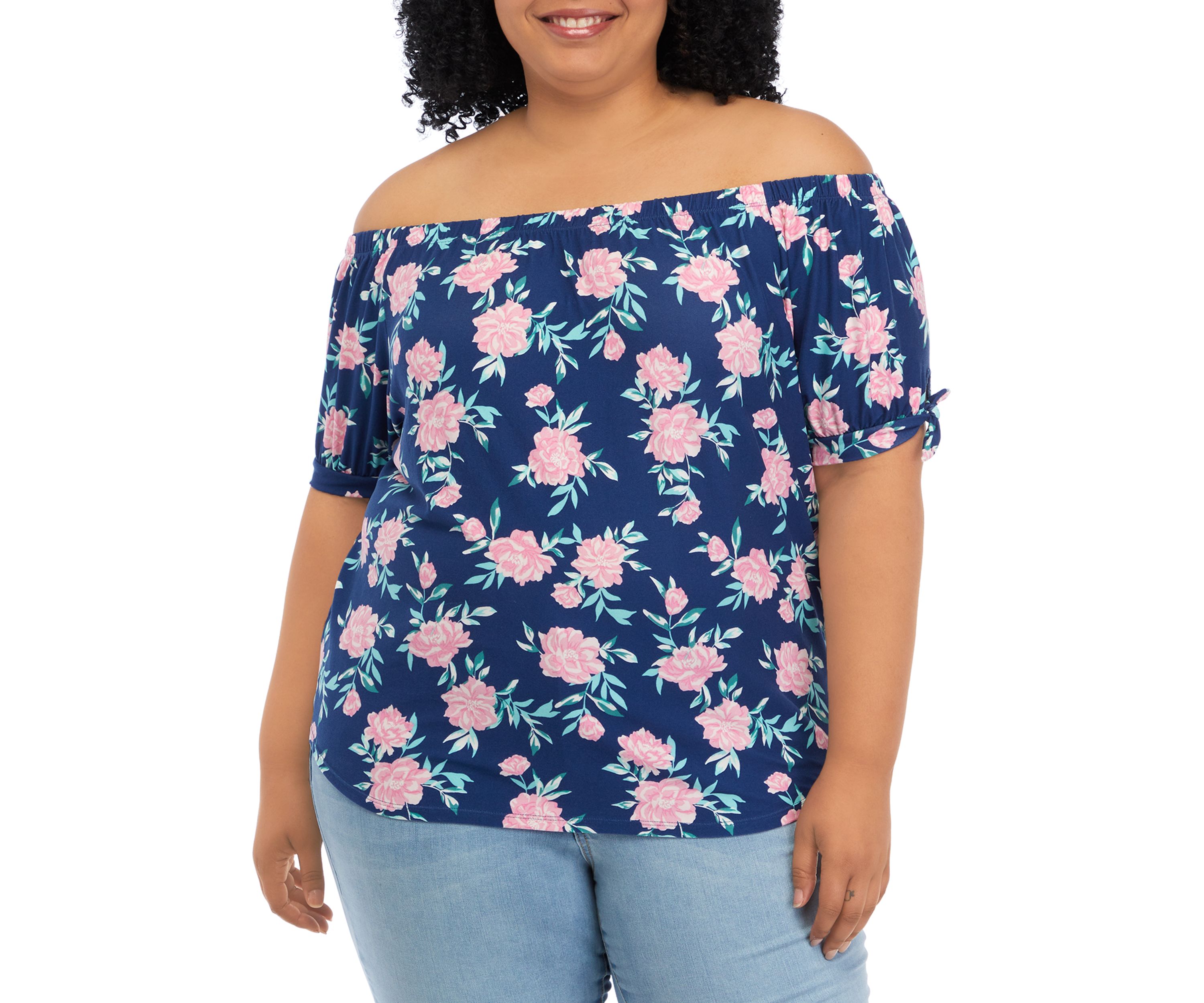 Plus Size Short Sleeve Off the Shoulder Top
