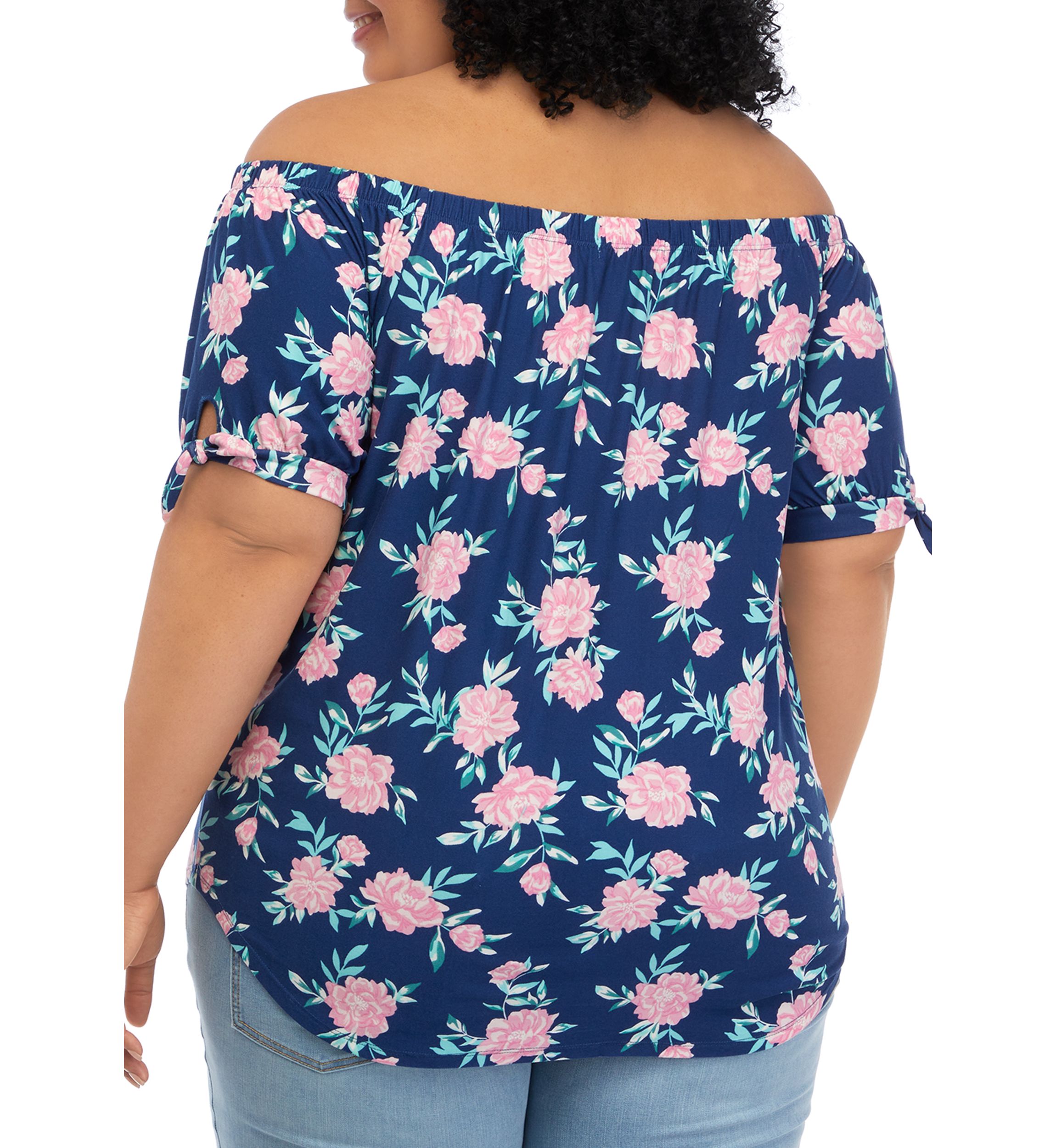 Plus Size Short Sleeve Off the Shoulder Top