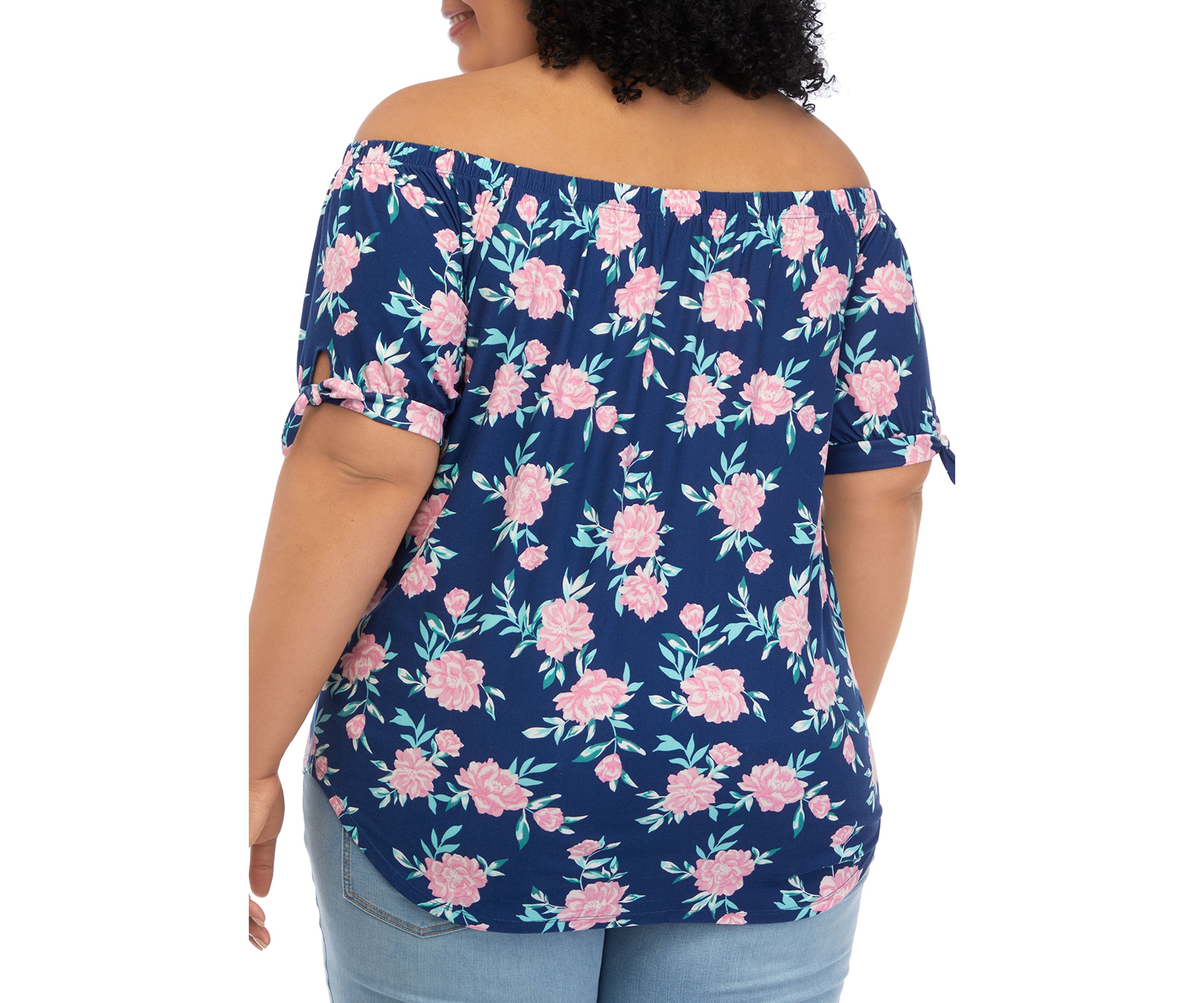 Plus Size Short Sleeve Off the Shoulder Top