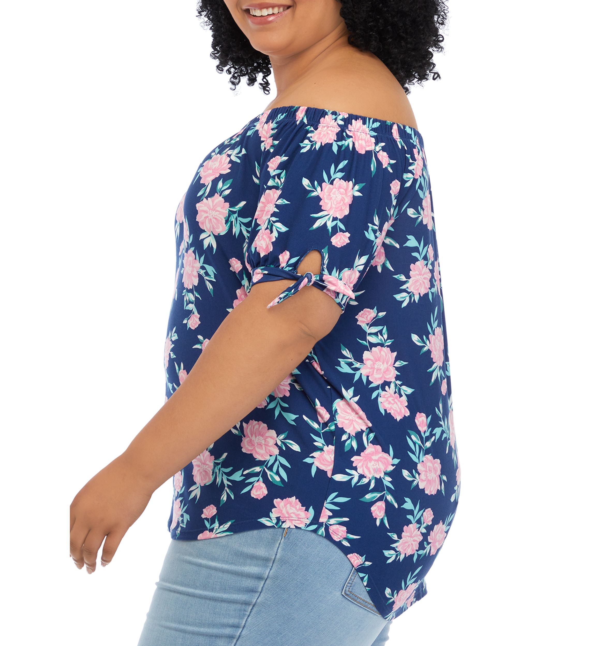Plus Size Short Sleeve Off the Shoulder Top