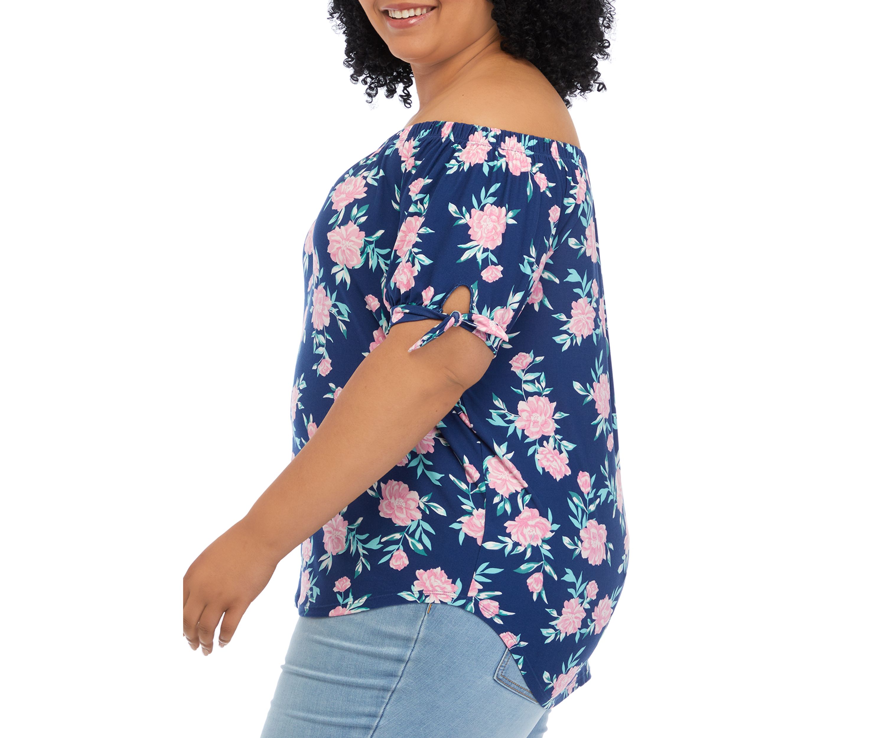 Plus Size Short Sleeve Off the Shoulder Top