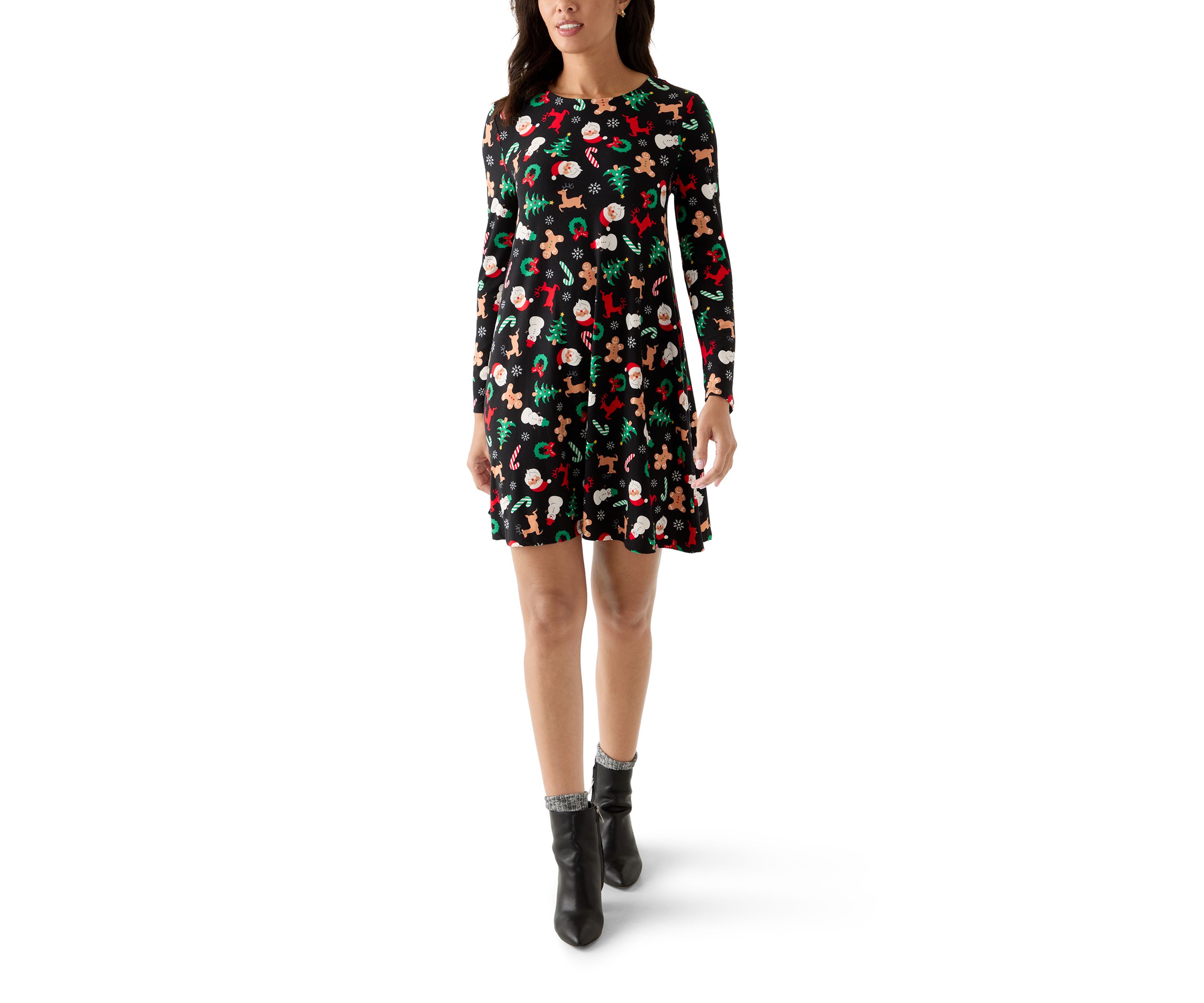Womens Long Sleeve Print Dress