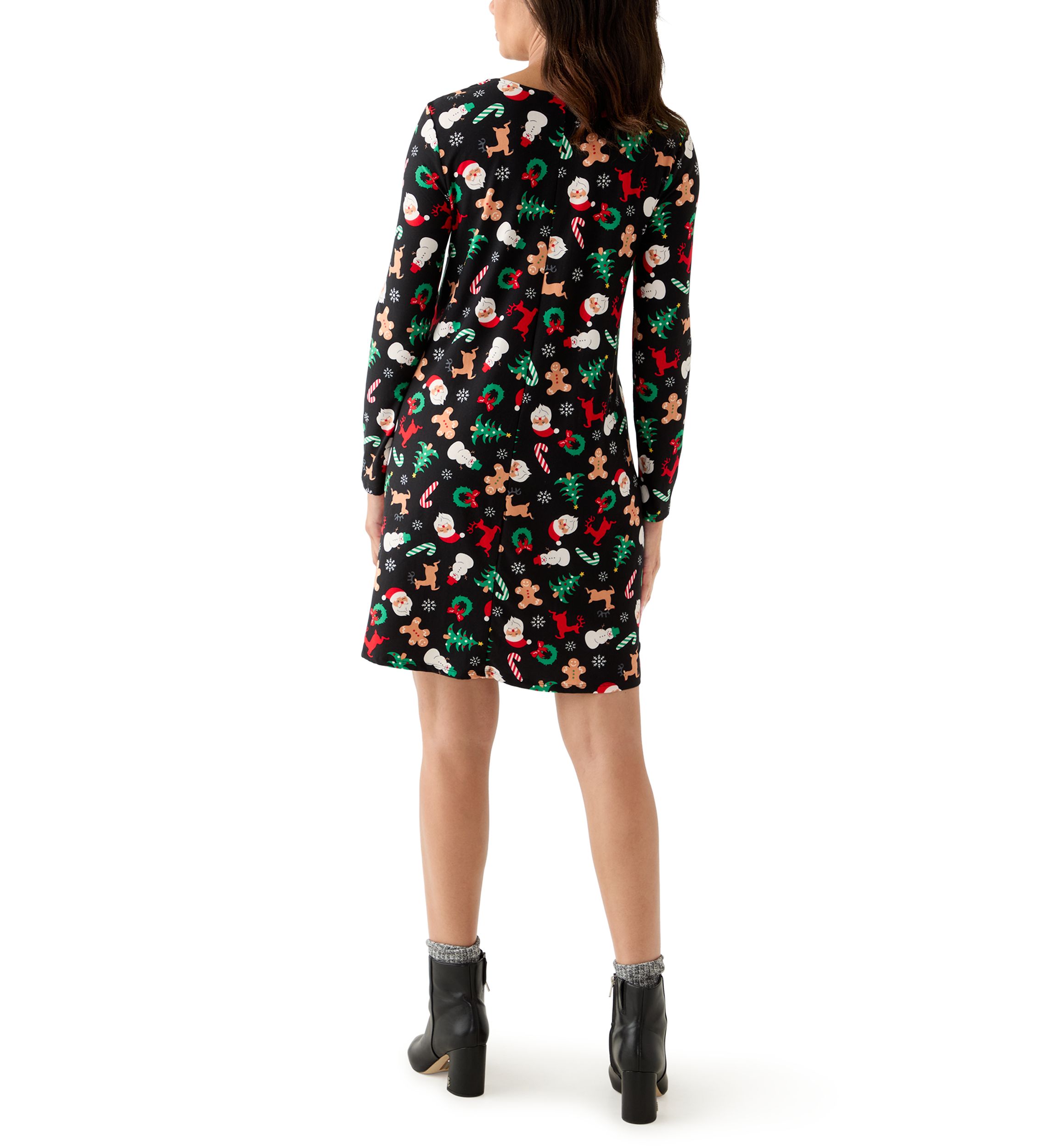 Womens Long Sleeve Print Dress