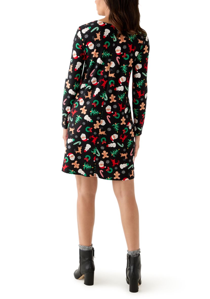 Womens Long Sleeve Print Dress