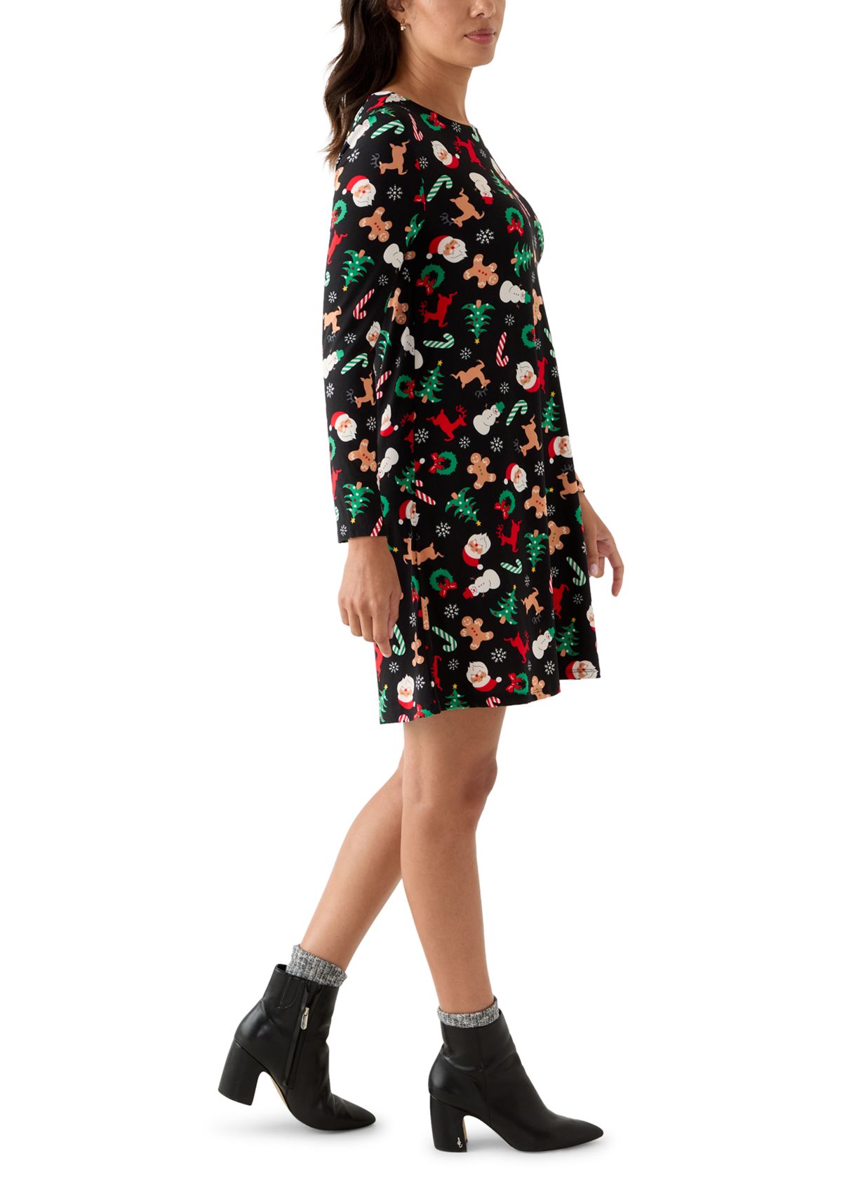 Womens Long Sleeve Print Dress