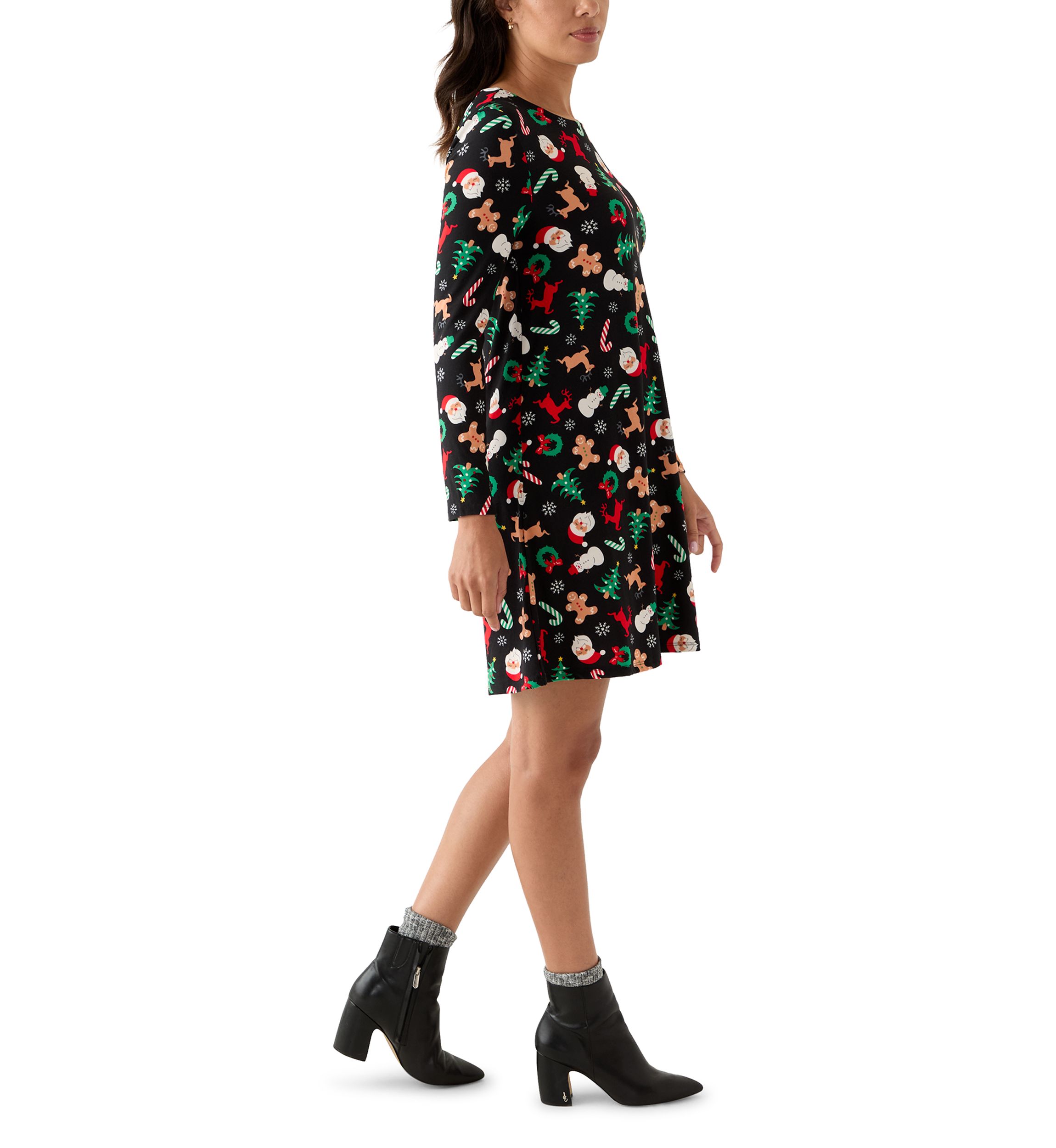 Womens Long Sleeve Print Dress