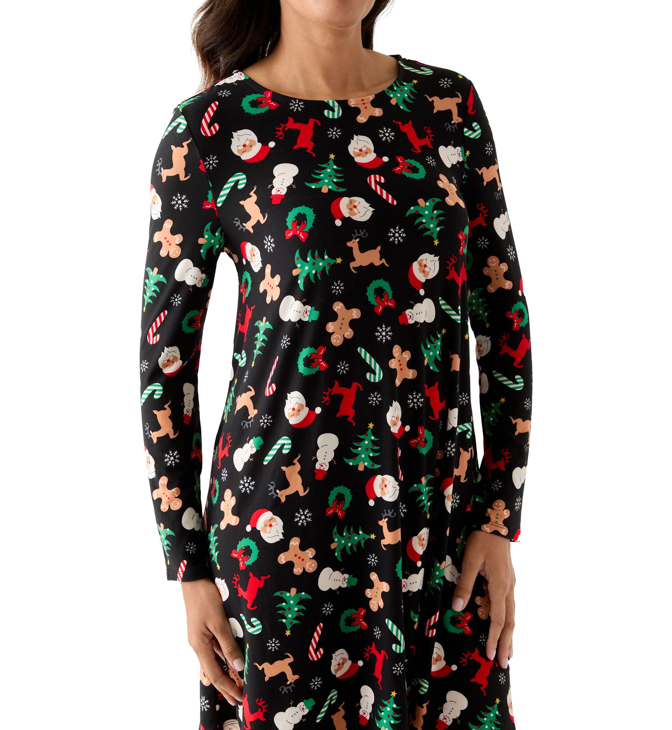 Womens Long Sleeve Print Dress