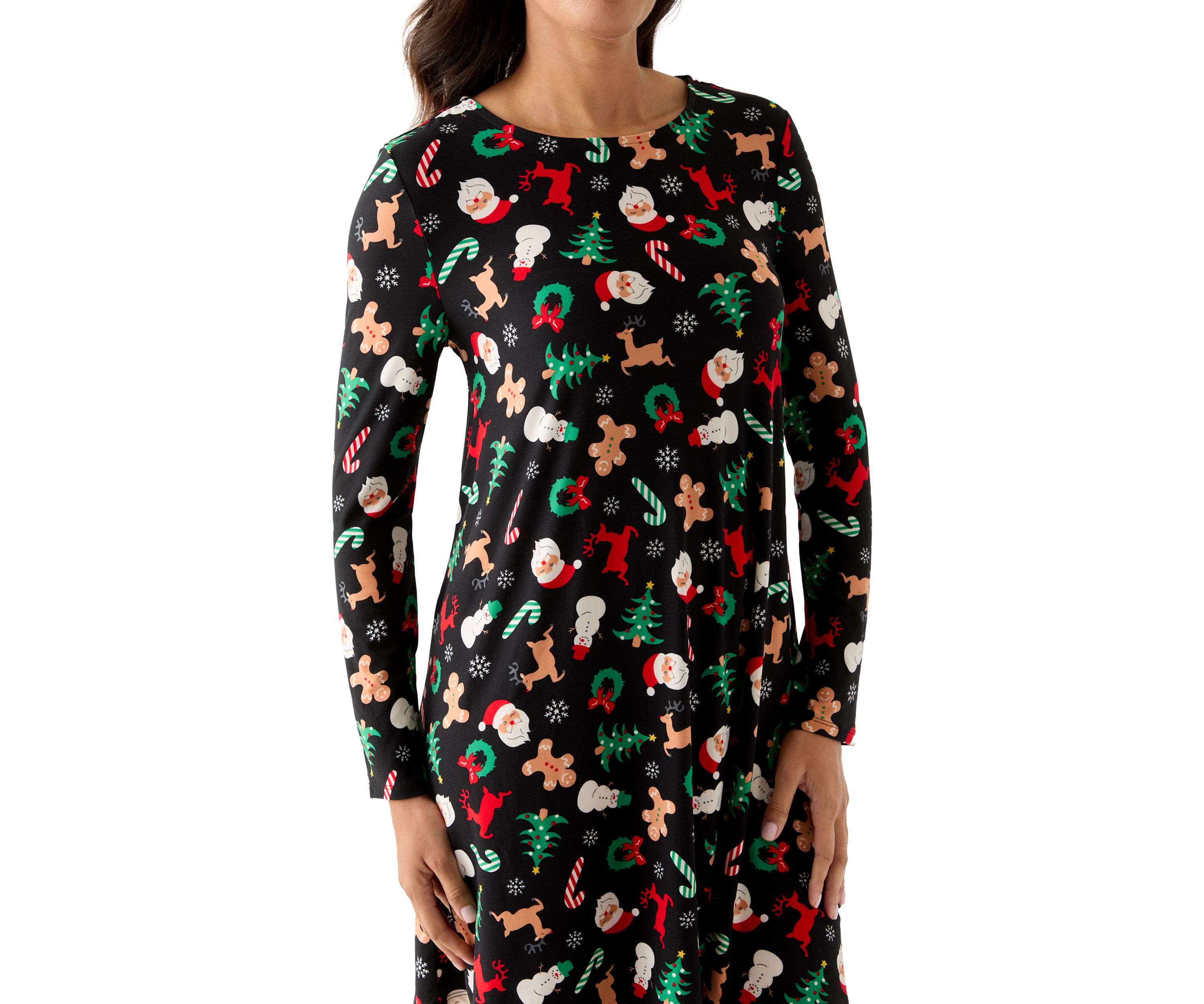 Womens Long Sleeve Print Dress