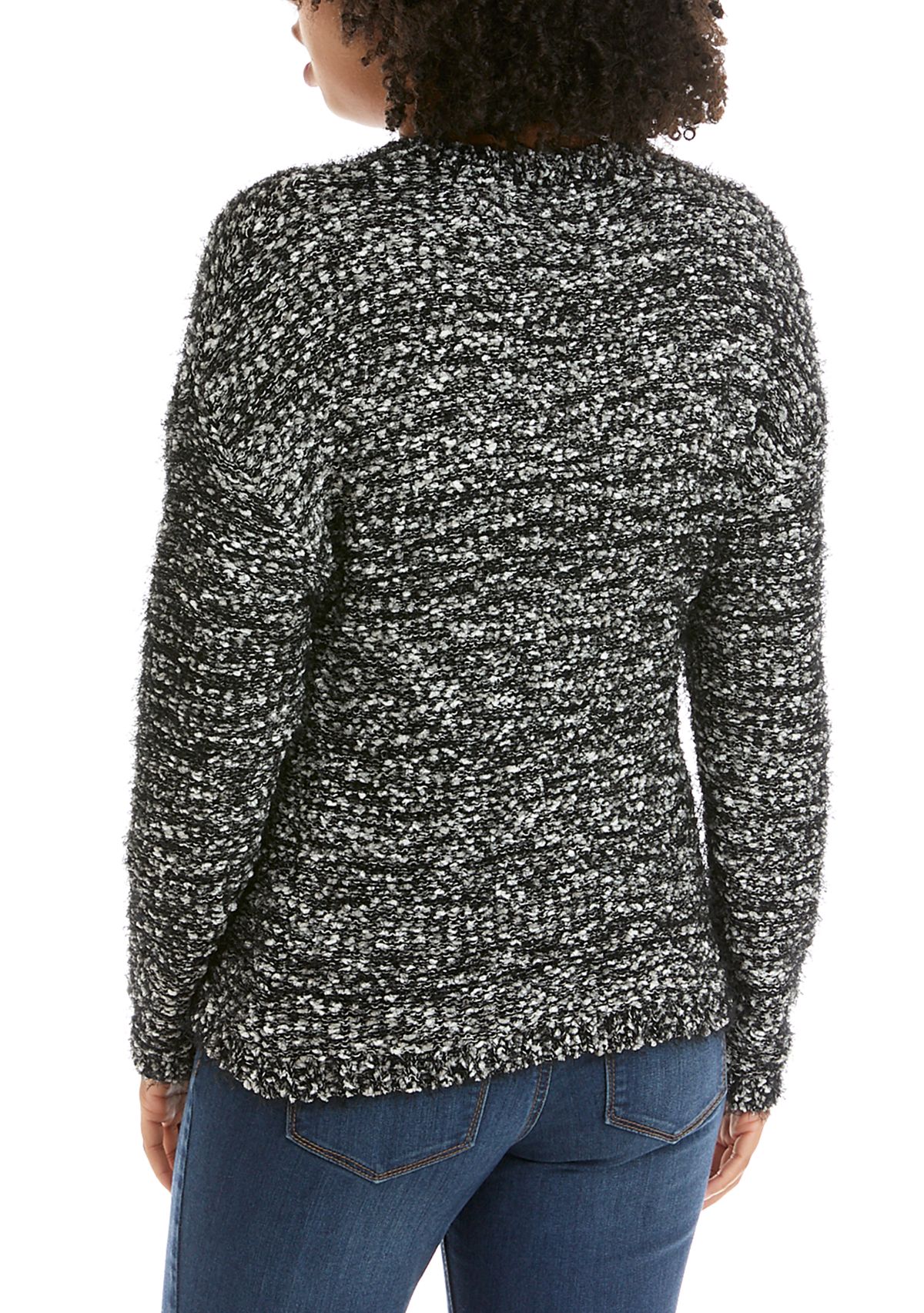 Juniors V-Neck Popcorn Sweater