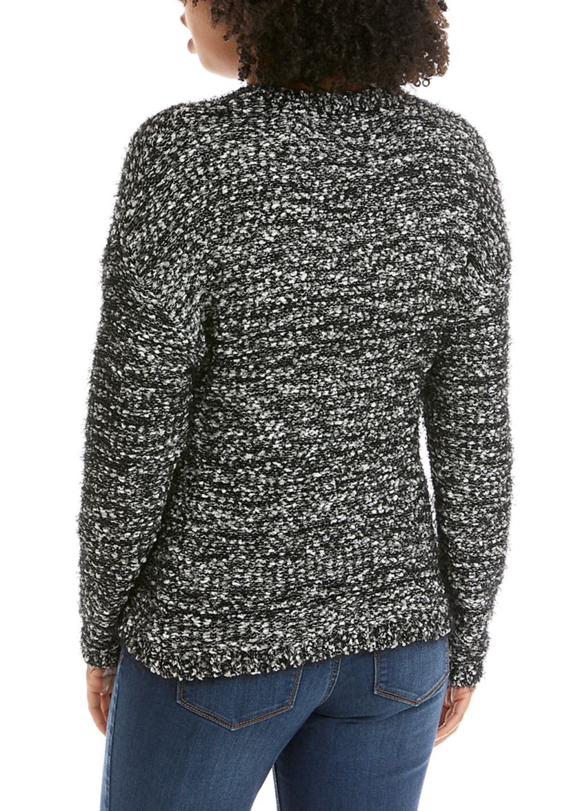 Juniors V-Neck Popcorn Sweater