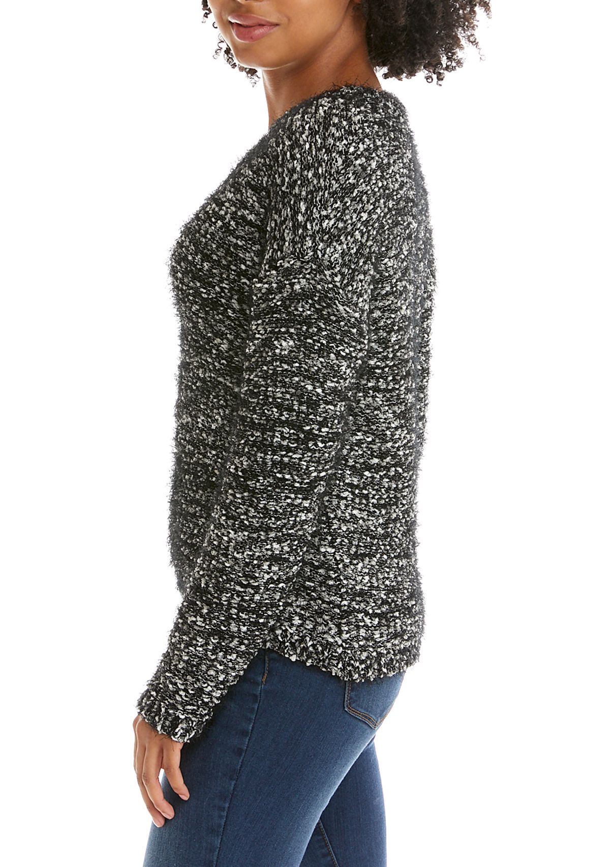 Juniors V-Neck Popcorn Sweater