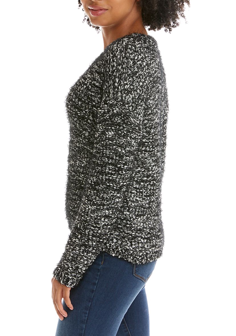 Juniors V-Neck Popcorn Sweater