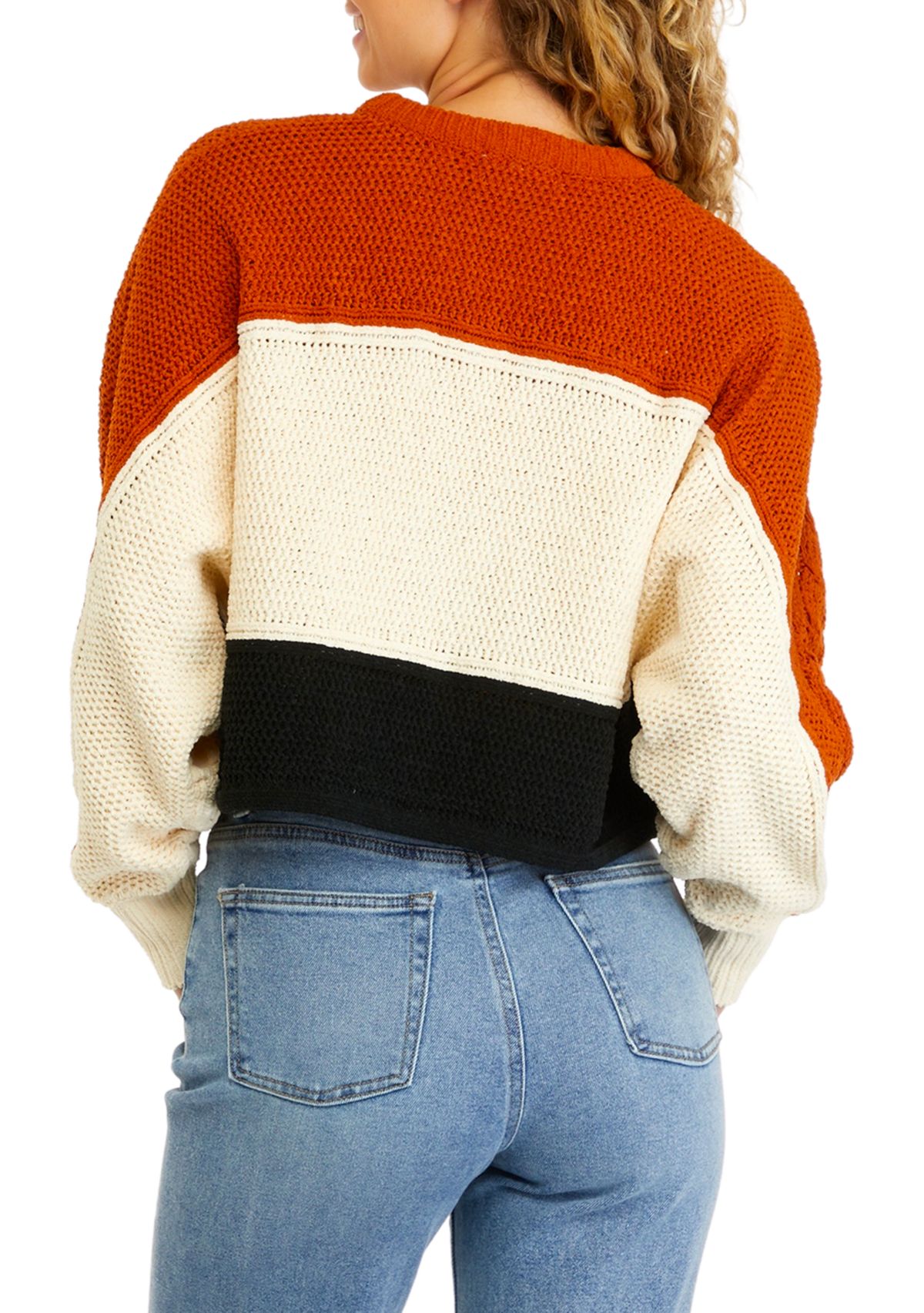 Juniors Long Sleeve Cable Knit Chenille Pullover Sweater