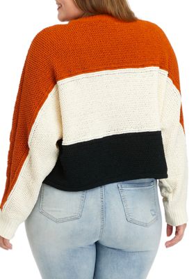 Plus Long Sleeve Cable Chenille Pullover Sweater