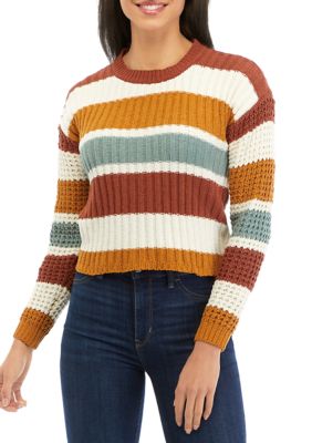 Juniors' Striped Chenille Sweater