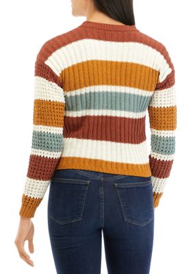 Juniors' Striped Chenille Sweater