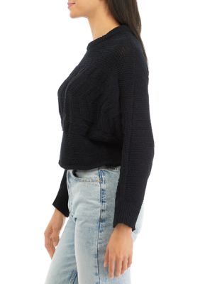 Juniors' Chenille Cable Front Sweater