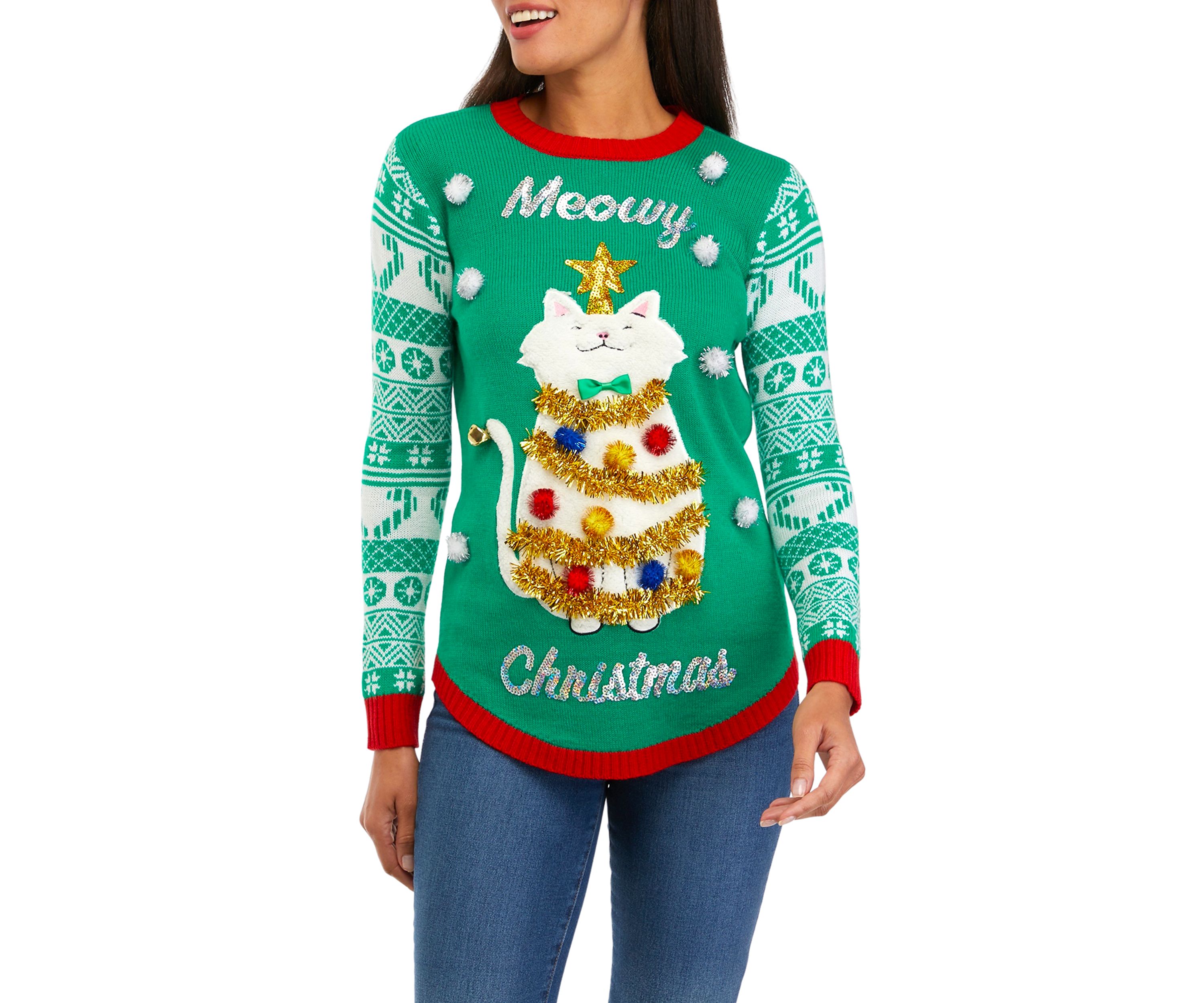 Womens Meowy Christmas Sweater 