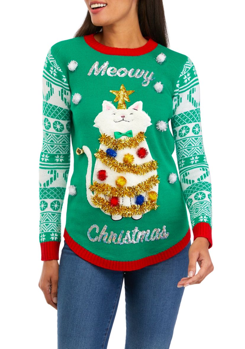 Womens Meowy Christmas Sweater 