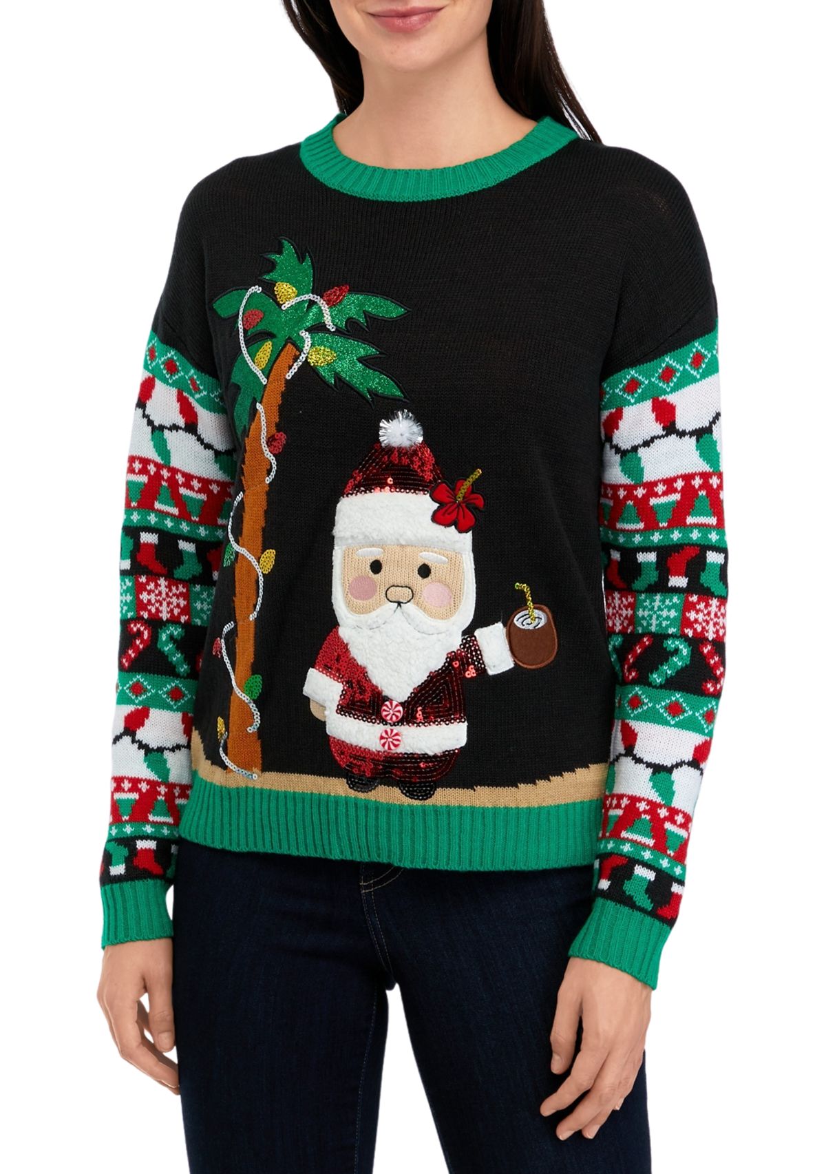Womens Tropical Santa Sweater