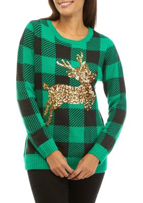 Women's Sequin Reindeer Christmas Jacquard Sweater