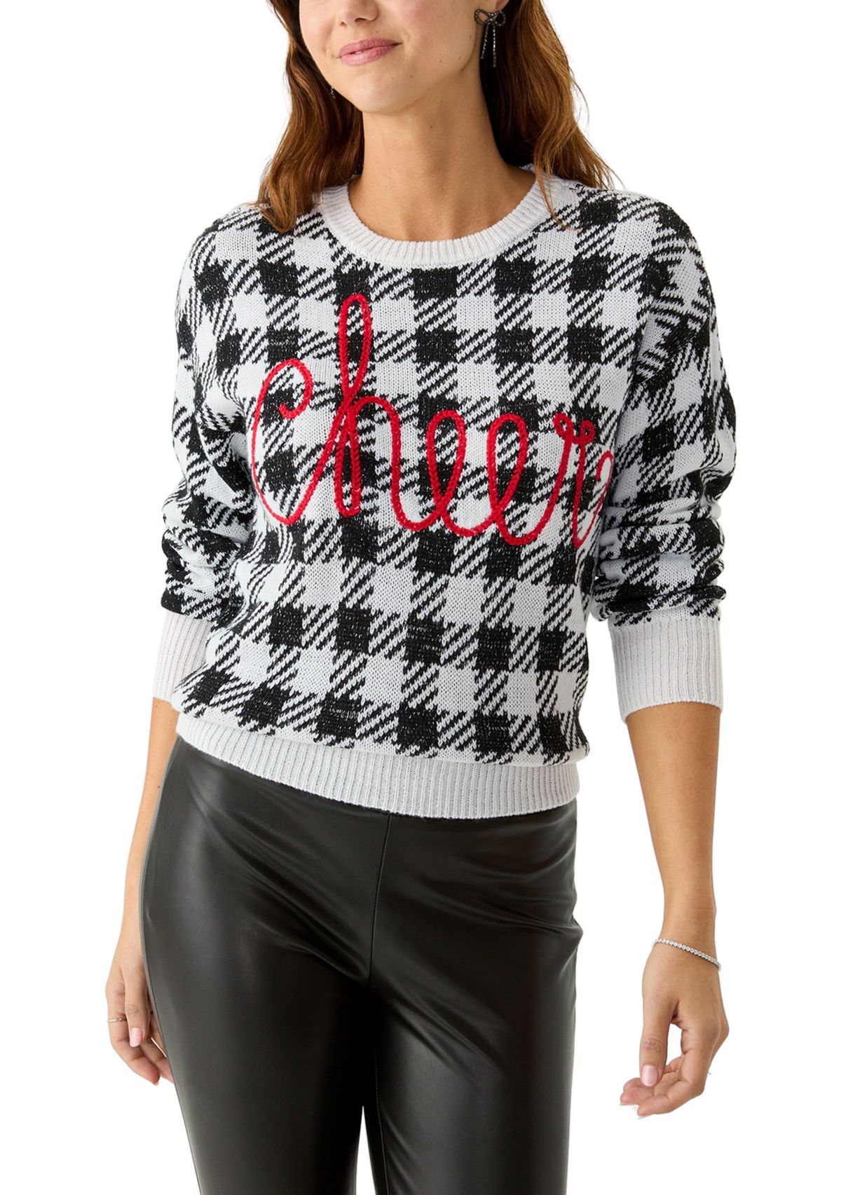 Womens Cheers Buffalo Check Sweater