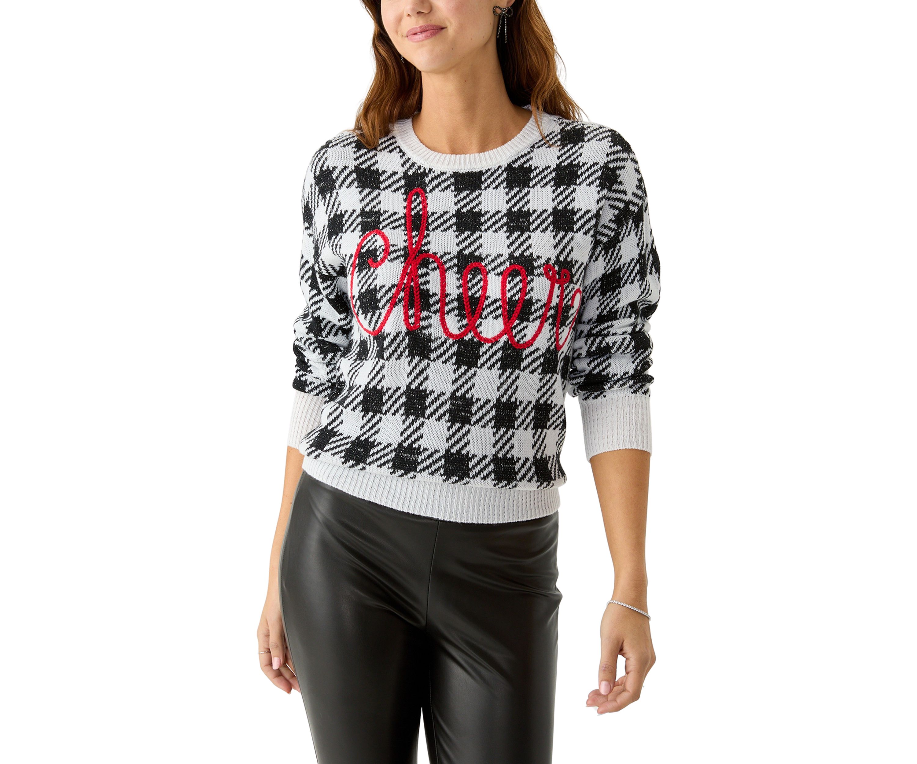Womens Cheers Buffalo Check Sweater