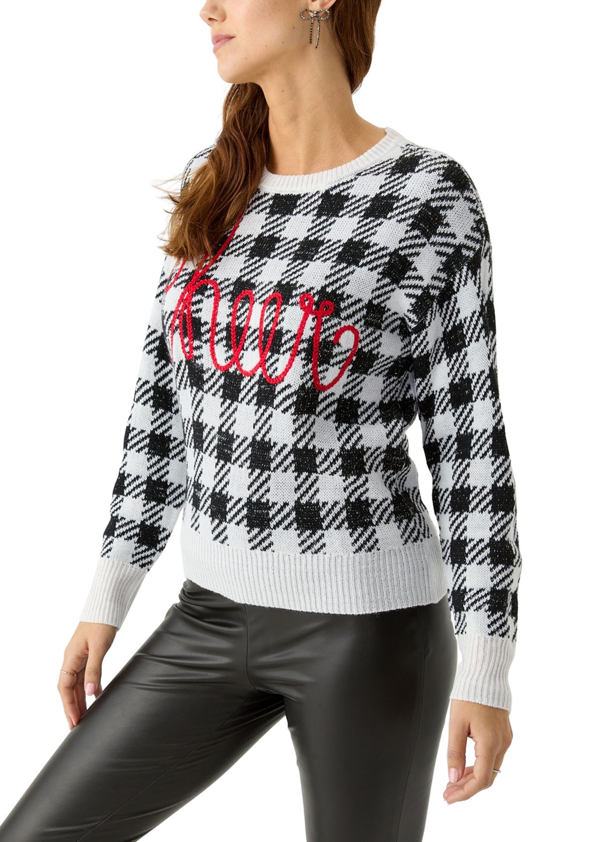 Womens Cheers Buffalo Check Sweater