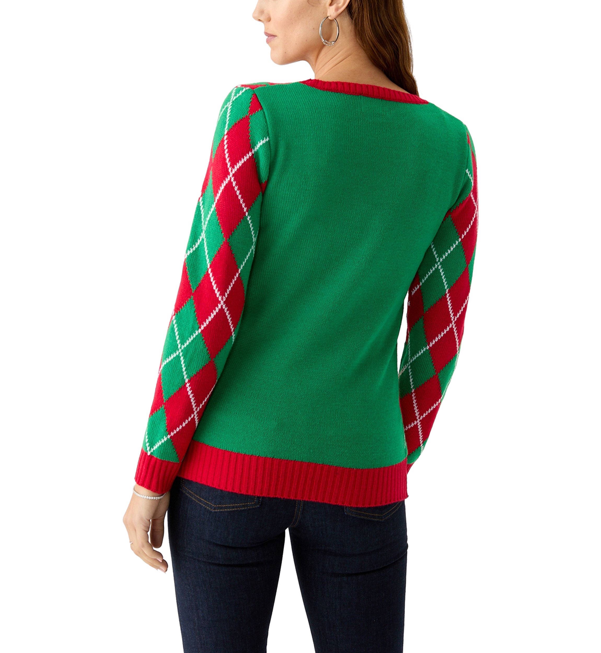Womens Snowflake Argyle Sweater