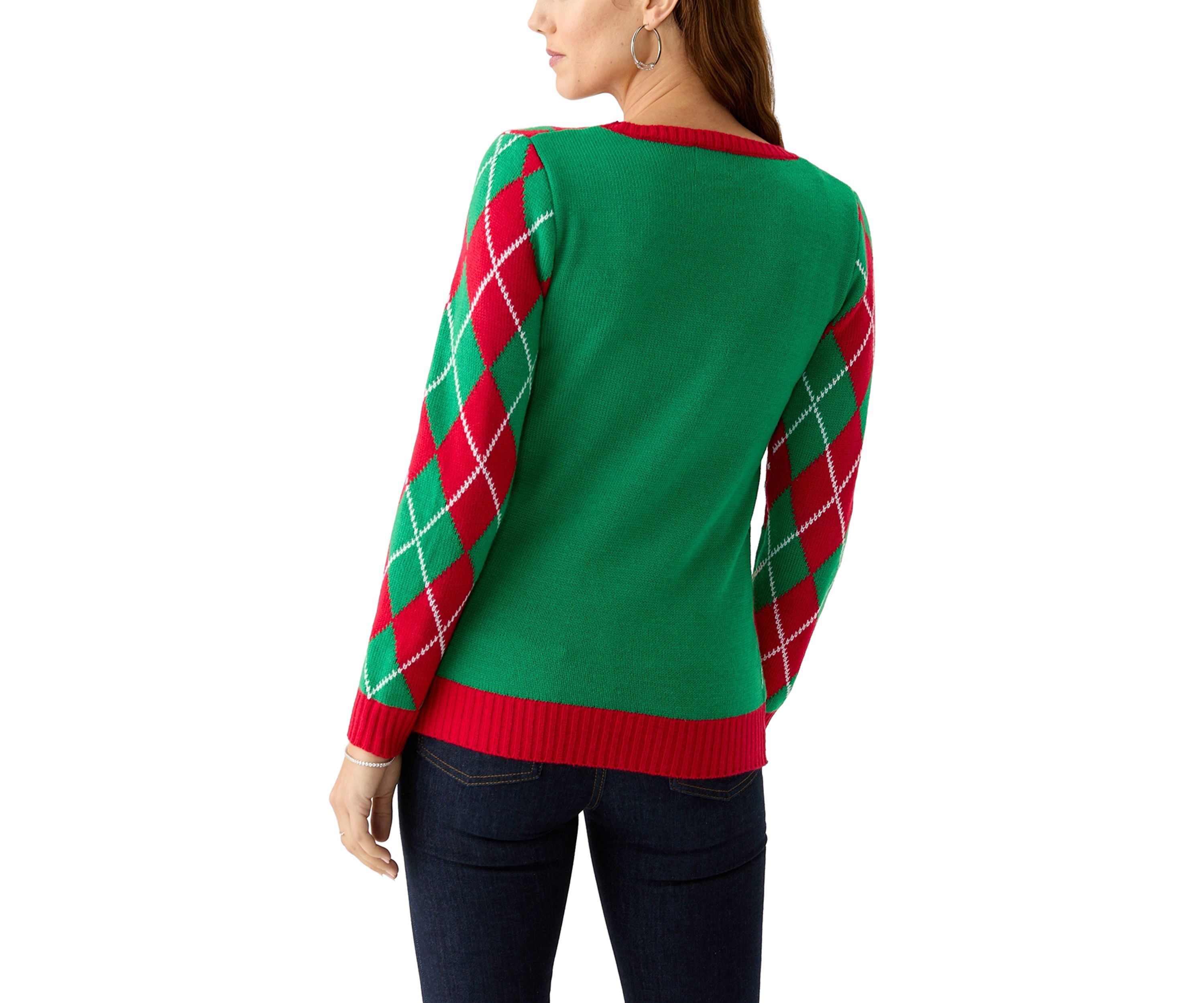 Womens Snowflake Argyle Sweater