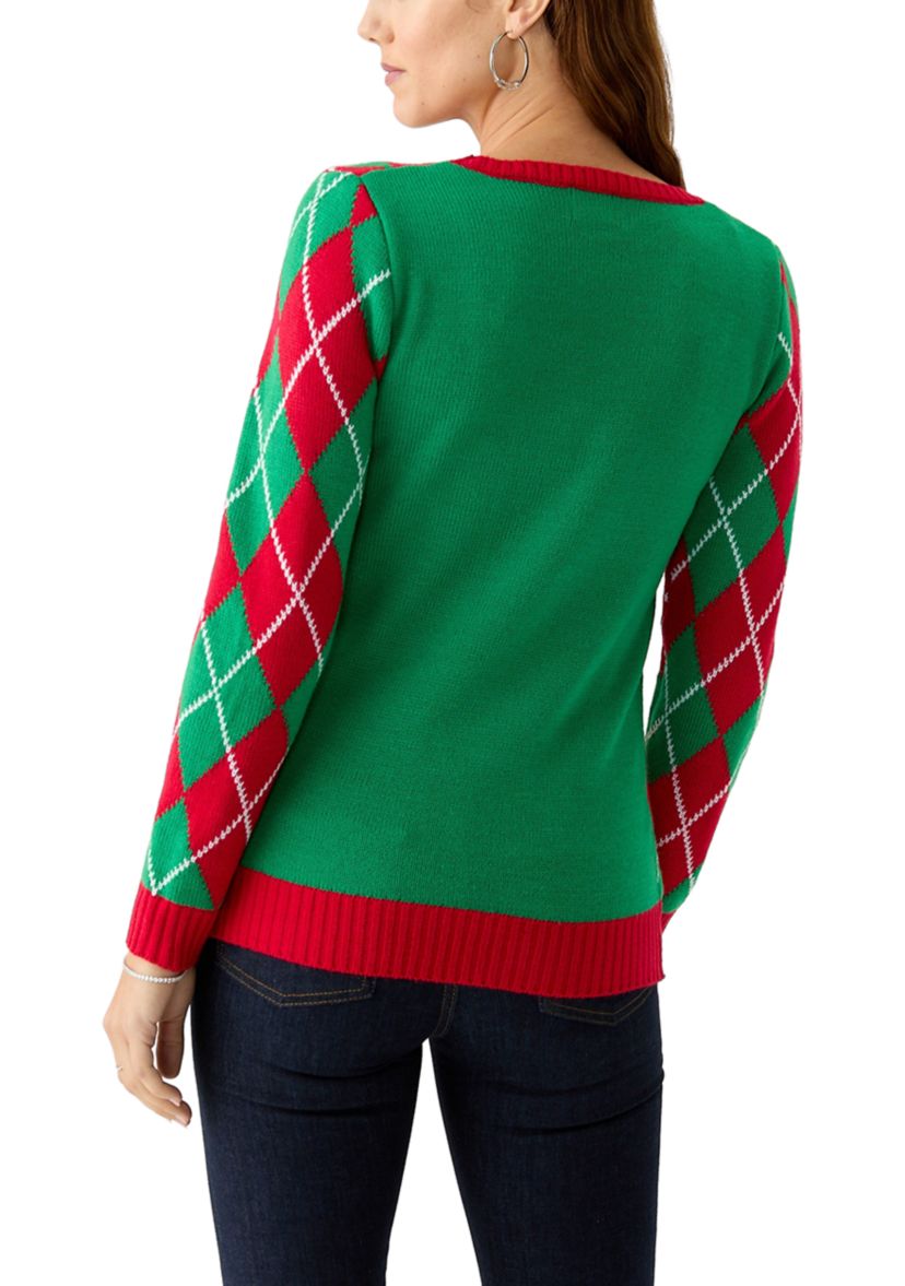 Womens Snowflake Argyle Sweater