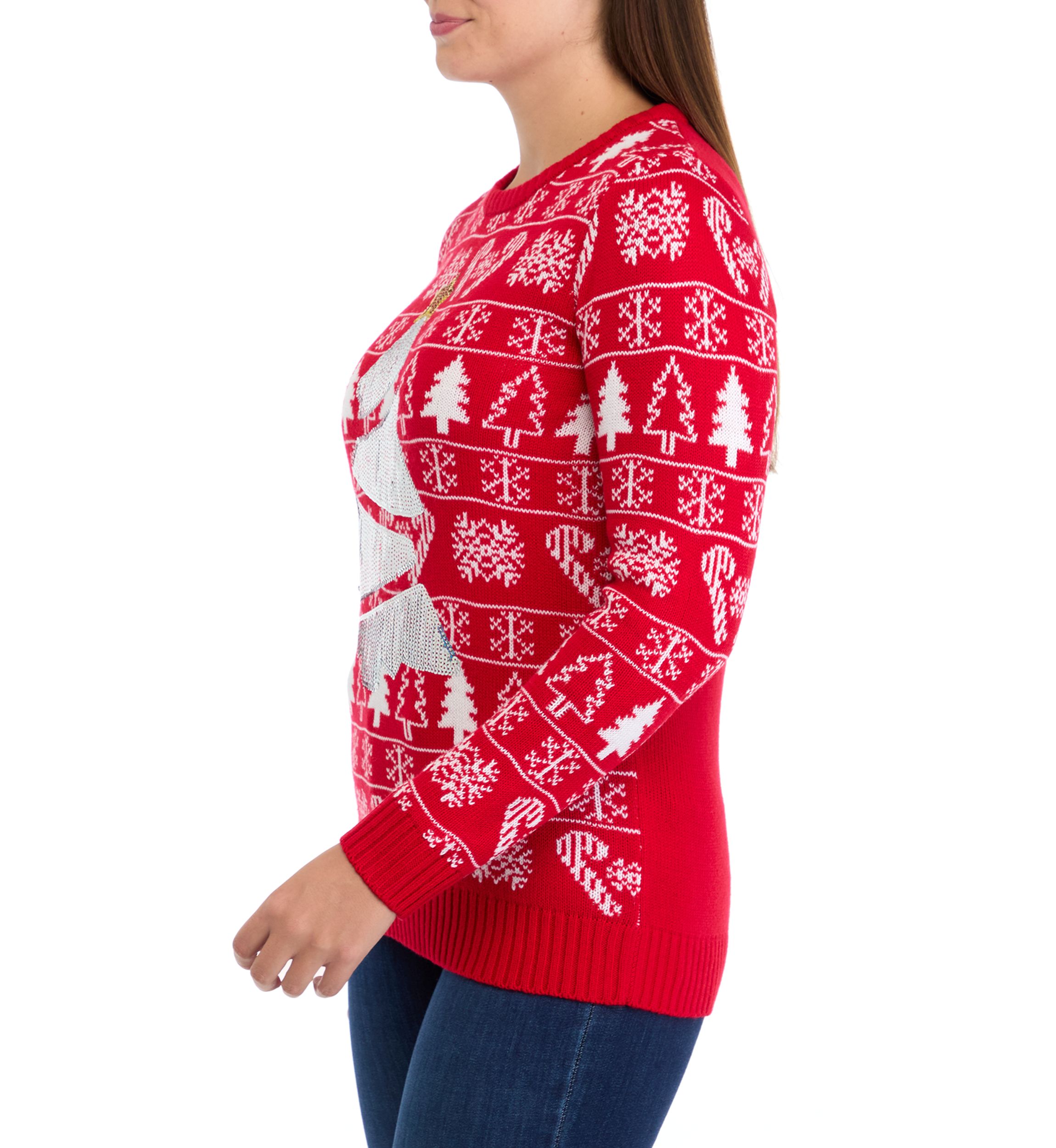 Womens Christmas Sequin Tree Sweater