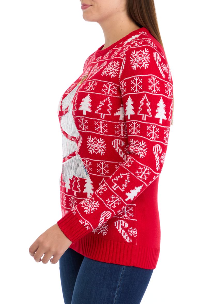 Womens Christmas Sequin Tree Sweater