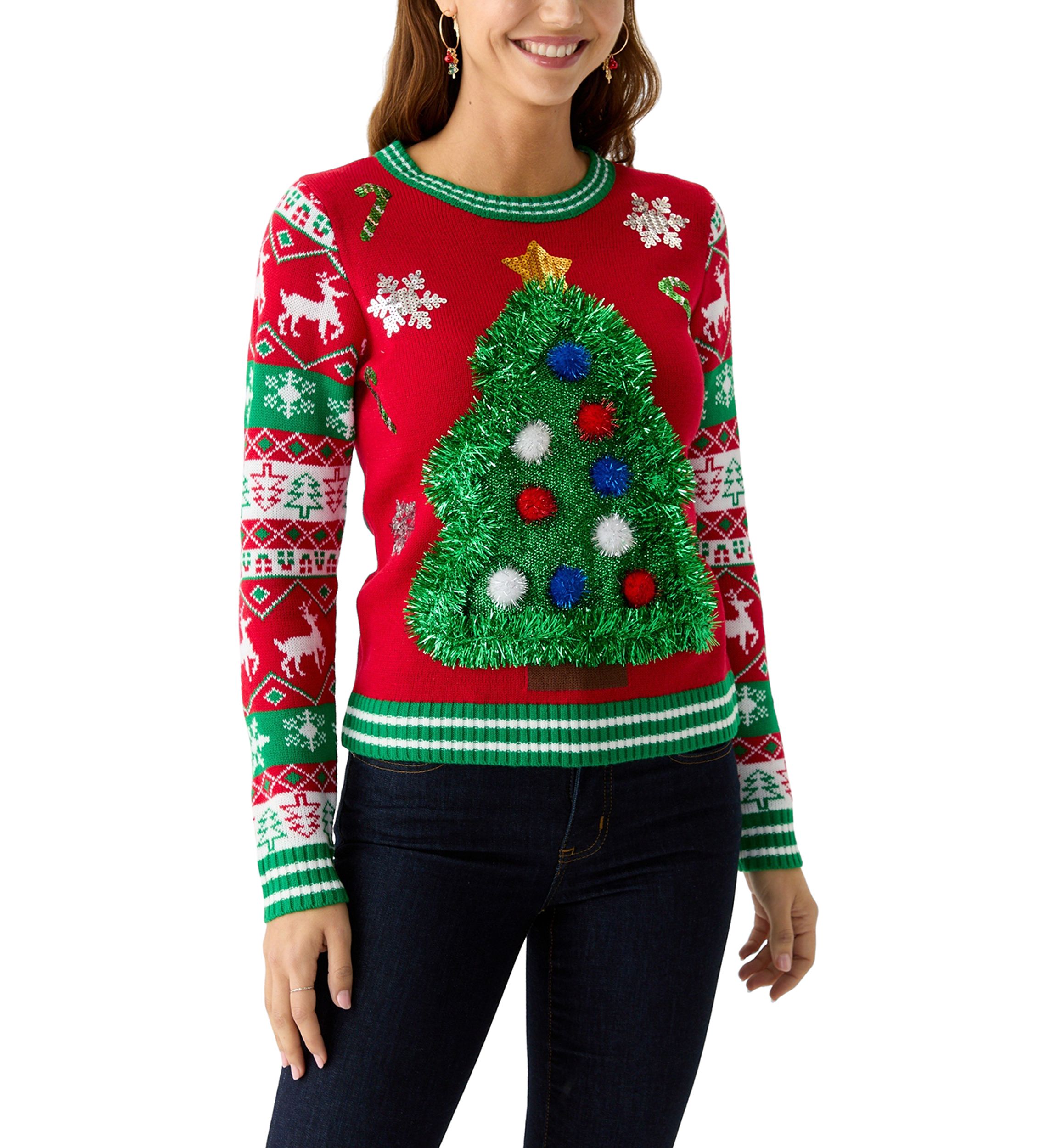 Womens Christmas Tree Garland Sweater