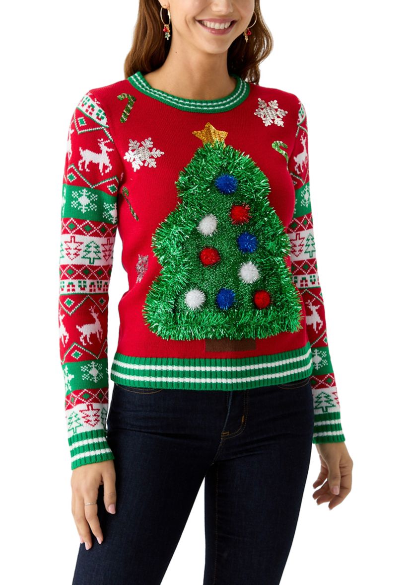 Womens Christmas Tree Garland Sweater