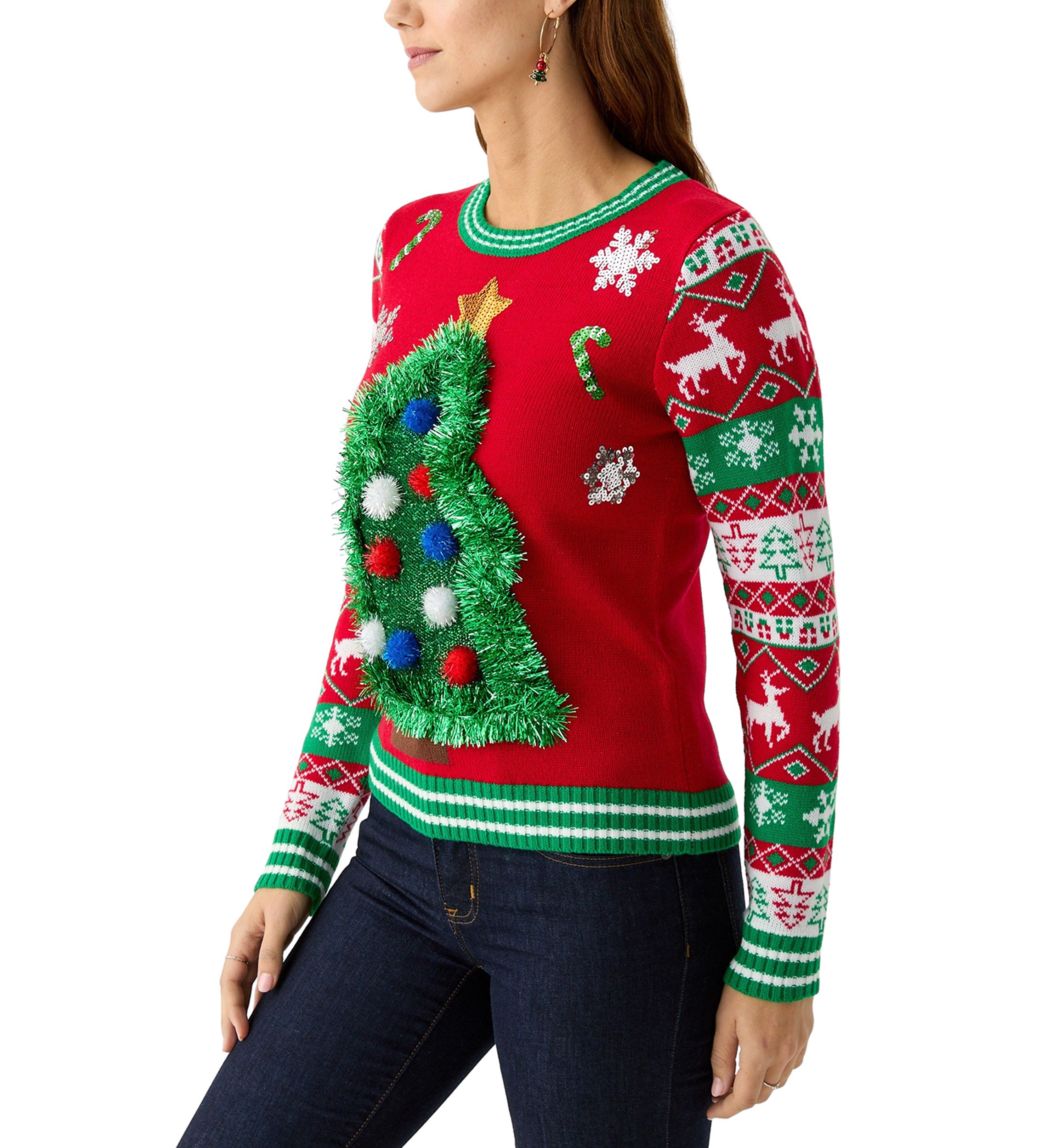 Womens Christmas Tree Garland Sweater
