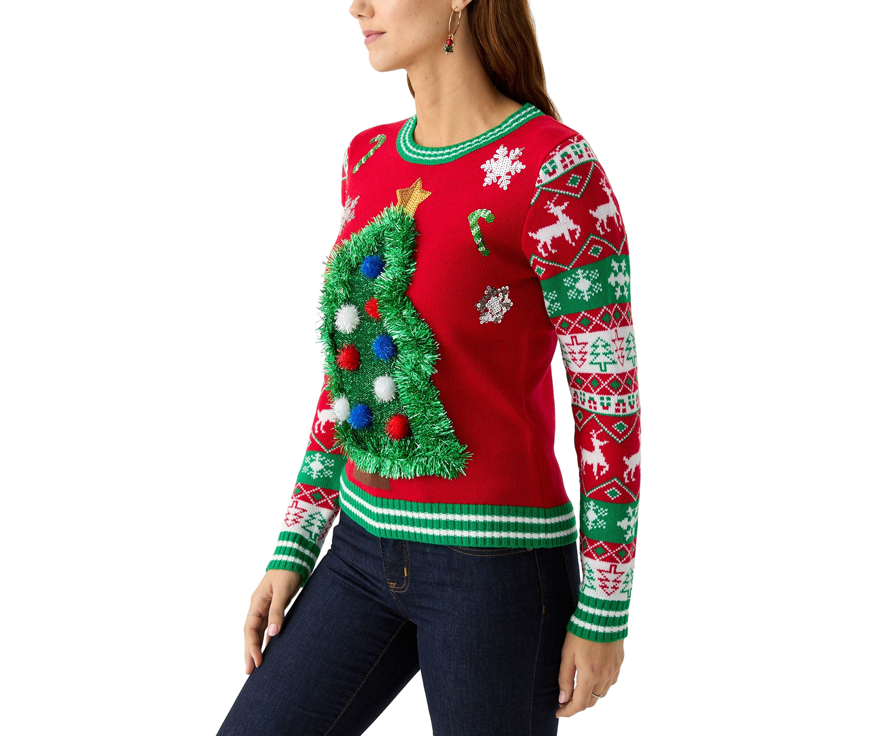 Womens Christmas Tree Garland Sweater