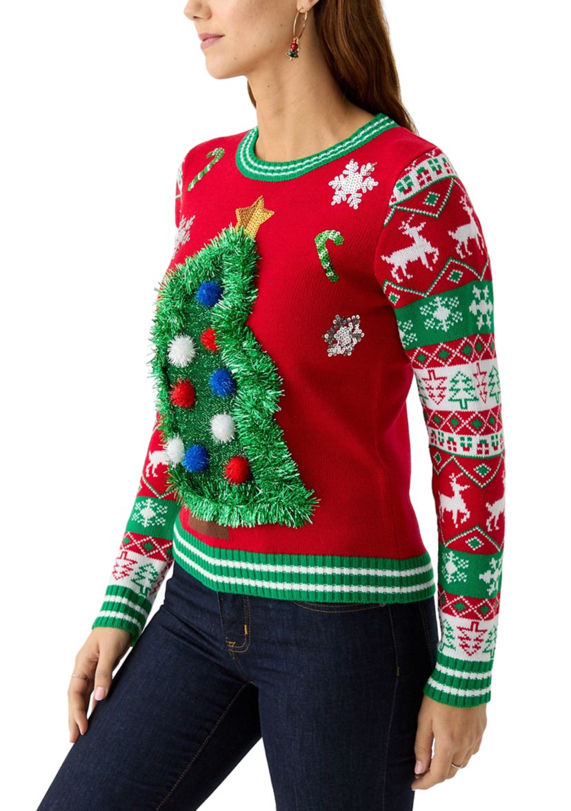 Womens Christmas Tree Garland Sweater