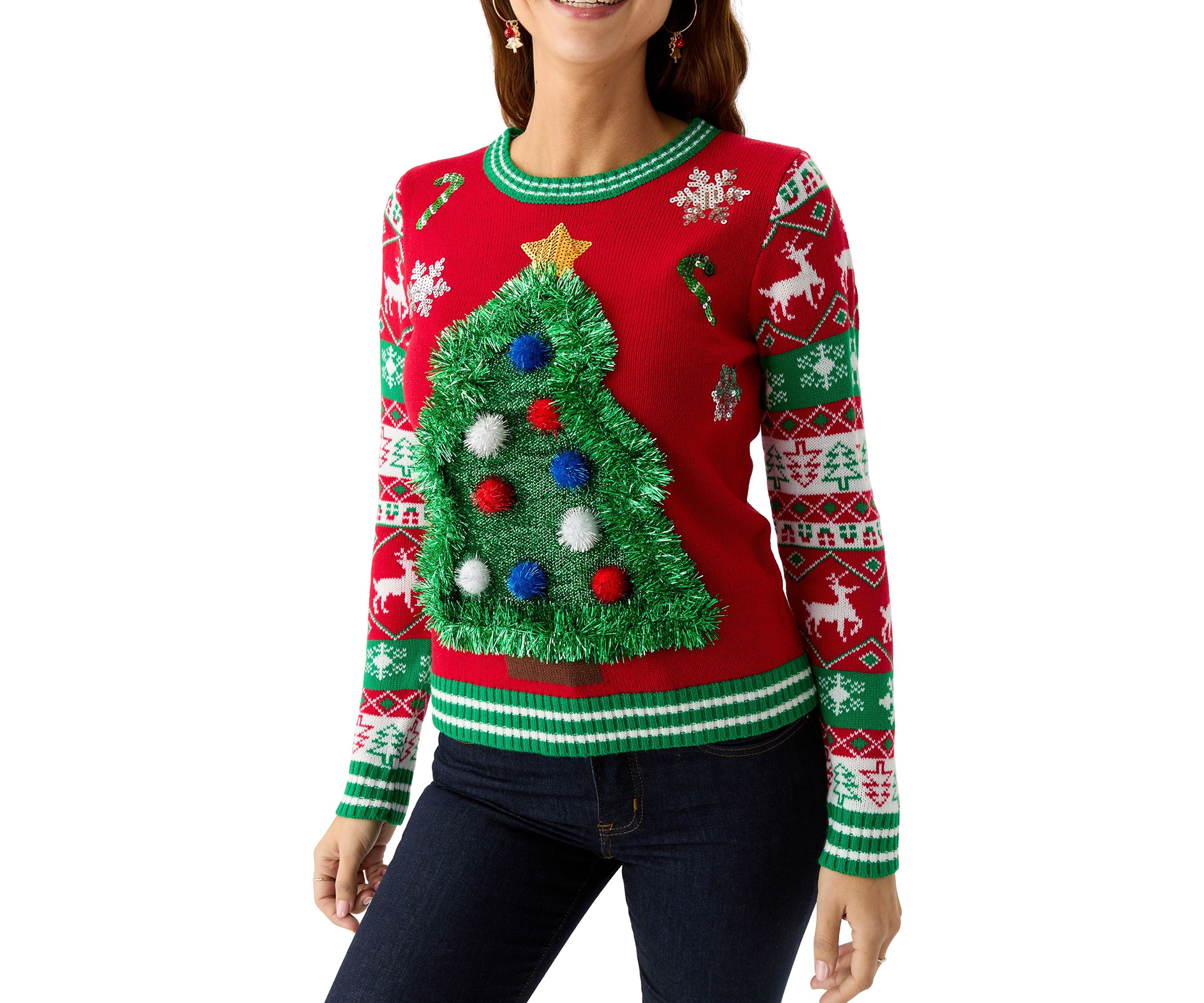 Womens Christmas Tree Garland Sweater