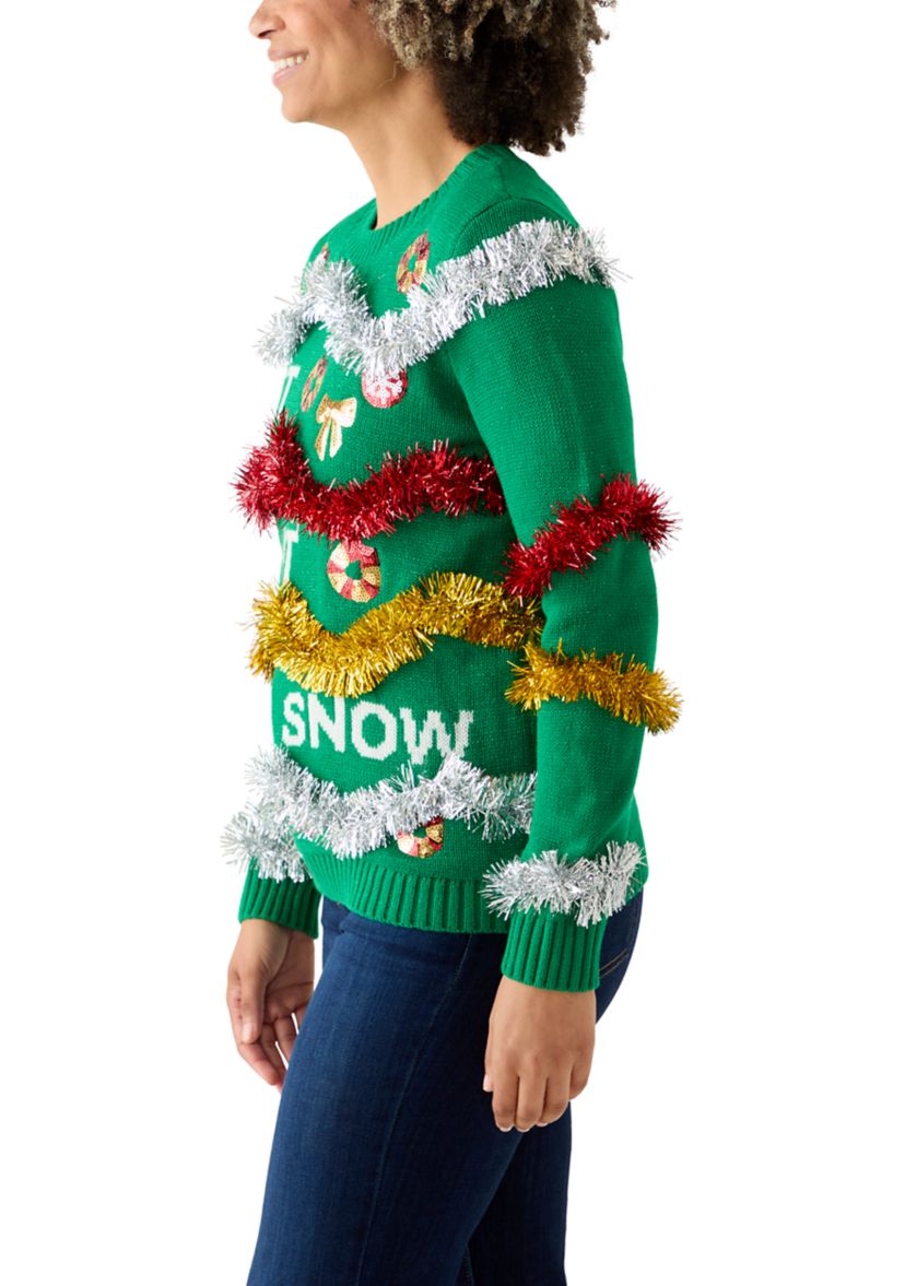 Womens Let It Snow Garland Sweater 