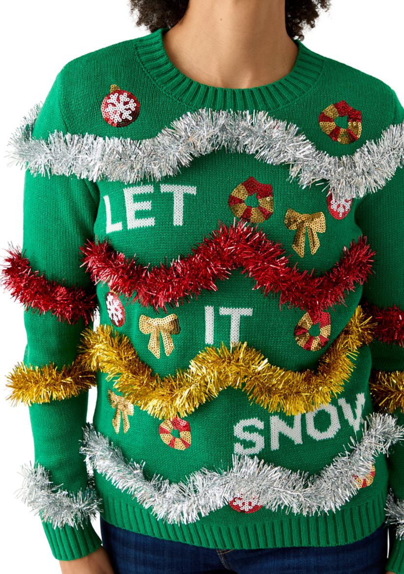 Womens Let It Snow Garland Sweater 
