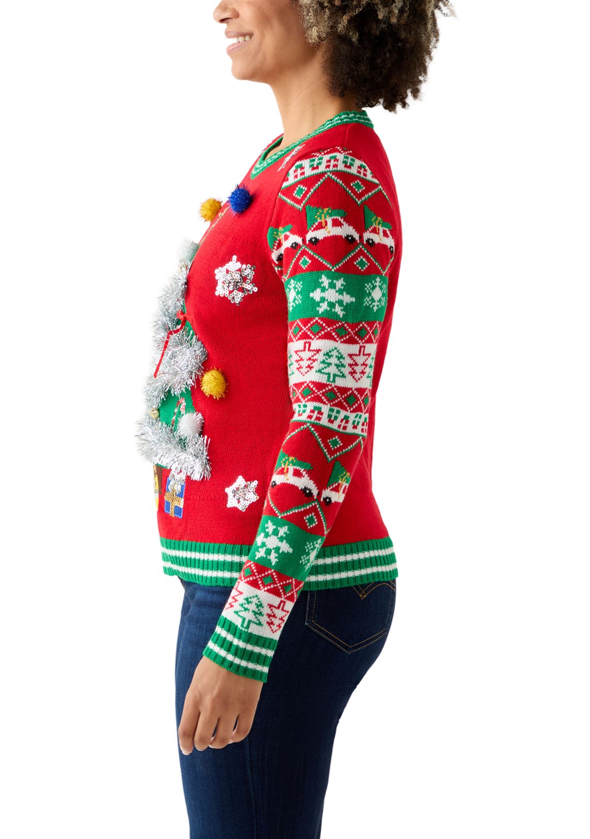 Womens Christmas Tree Garland Sweater